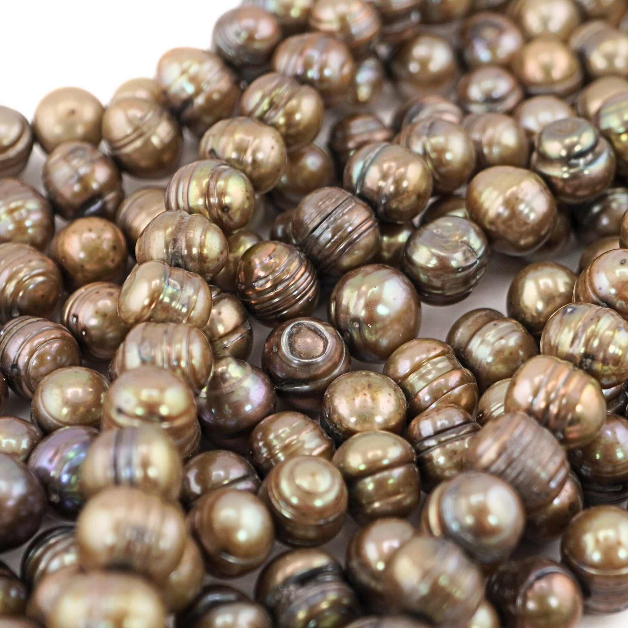 Golden Oval Freshwater Pearls Beads