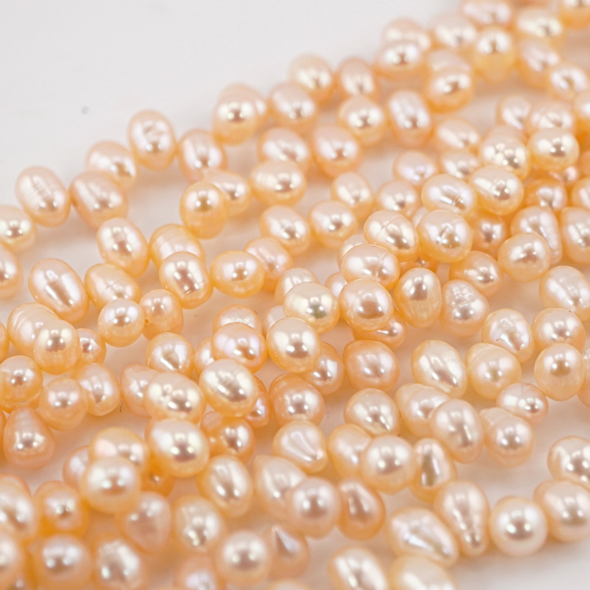 Peach Oval Freshwater Pearls Beads