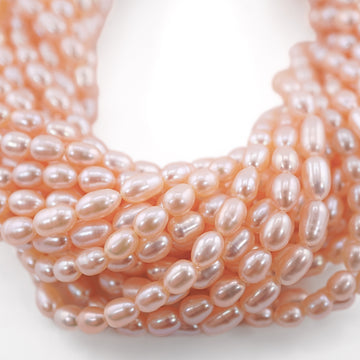 7 x 5 MM Peach Rice / Oval Freshwater Pearls Beads