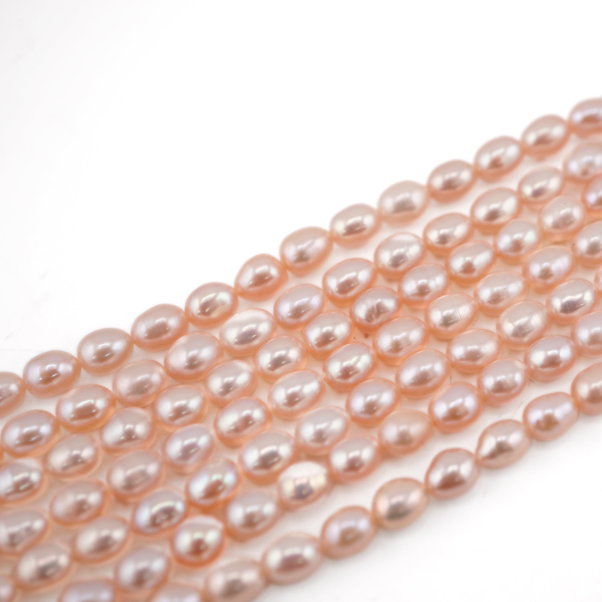 Peach Rice / Oval Freshwater Pearls Beads