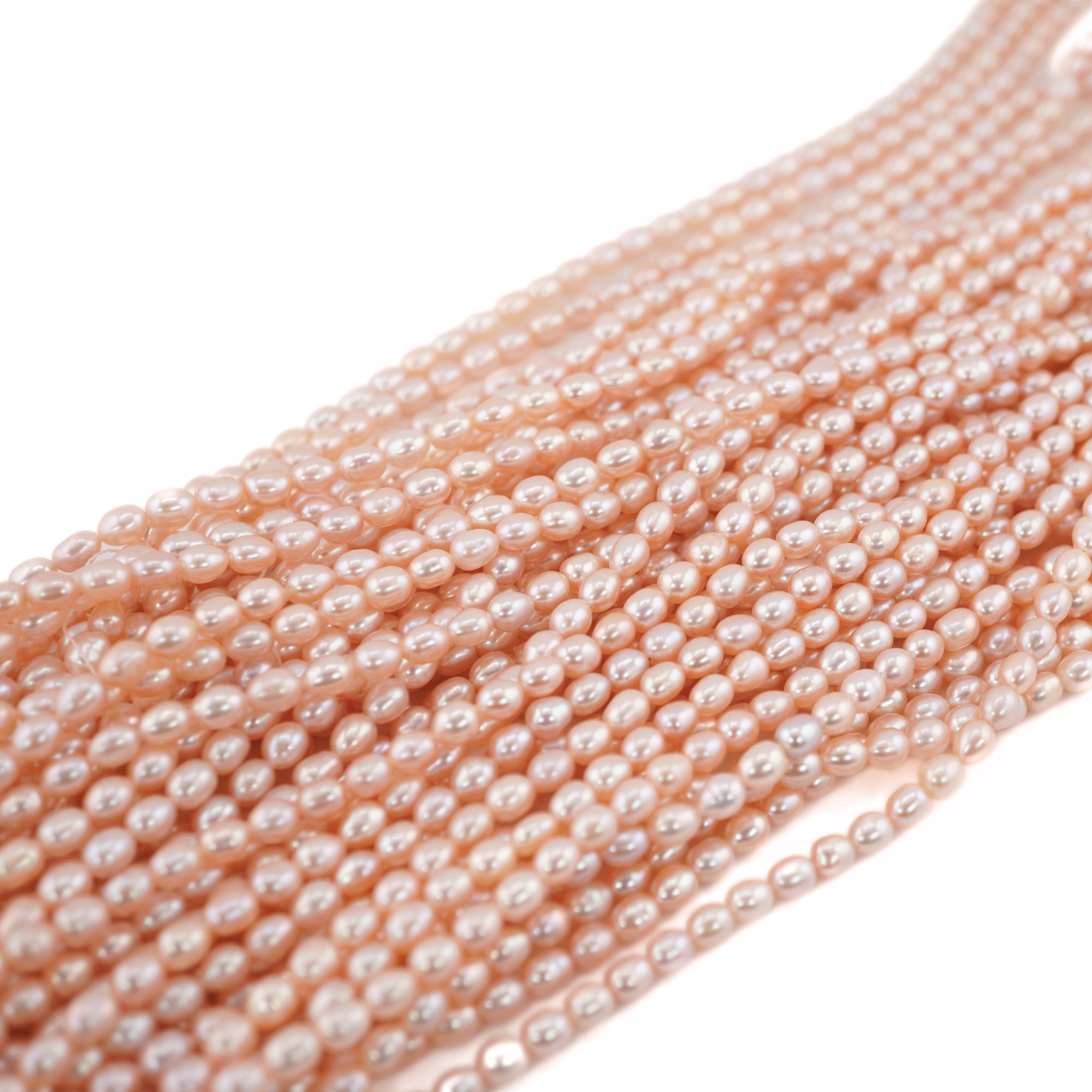 Peach Rice / Oval Freshwater Pearls Beads