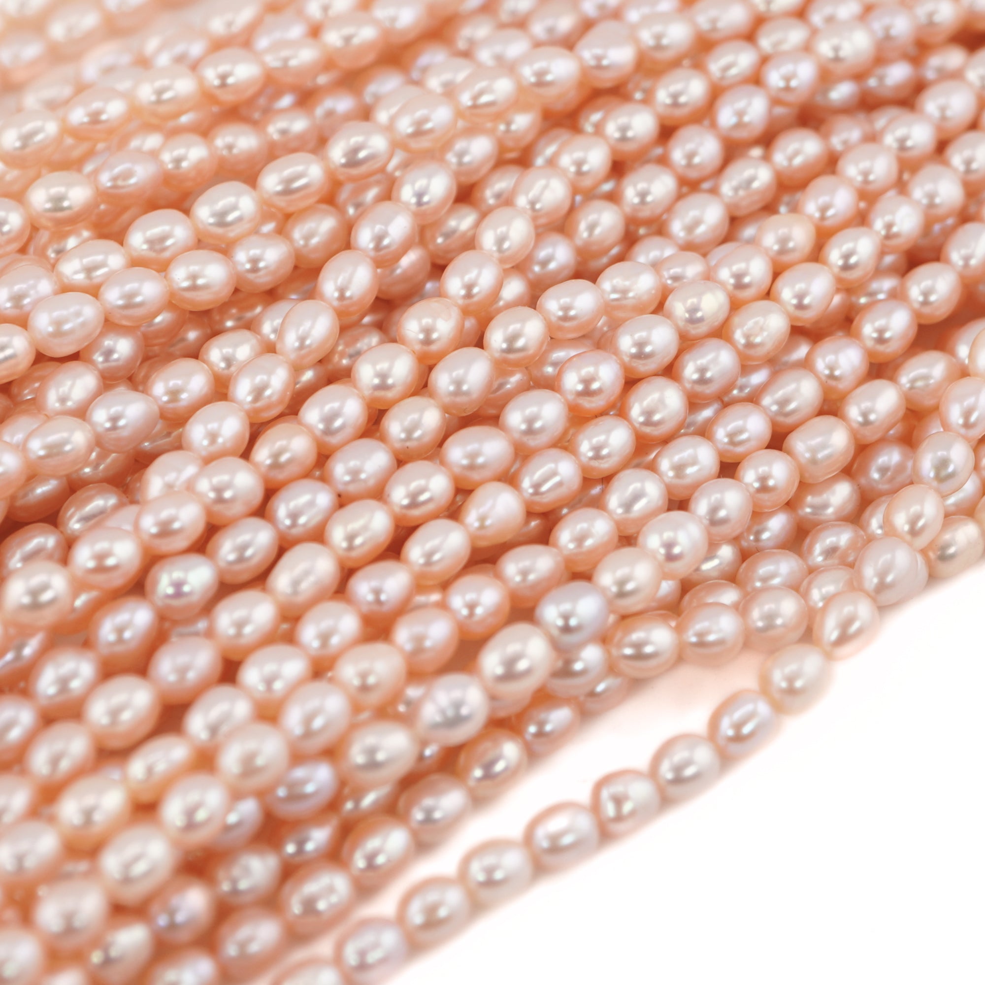 Peach Rice / Oval Freshwater Pearls Beads