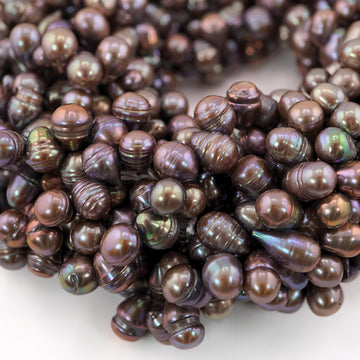 12 x 8 - 8 x 7 MM Peacock Oval Freshwater Pearls Beads