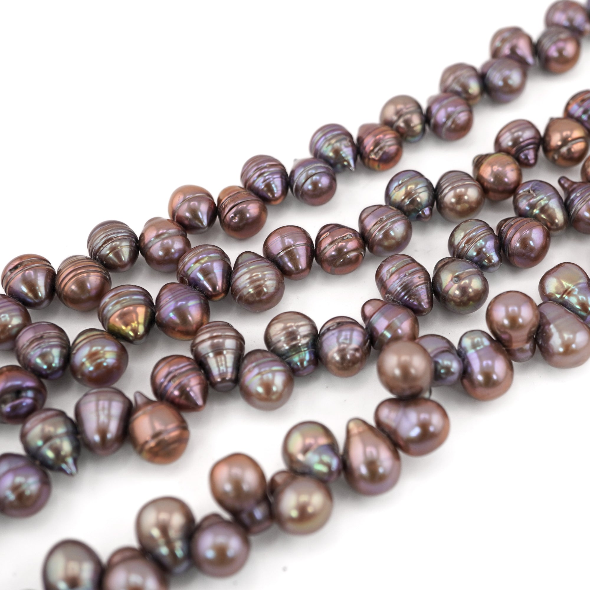 12 x 8 - 8 x 7 MM Peacock Oval Freshwater Pearls Beads