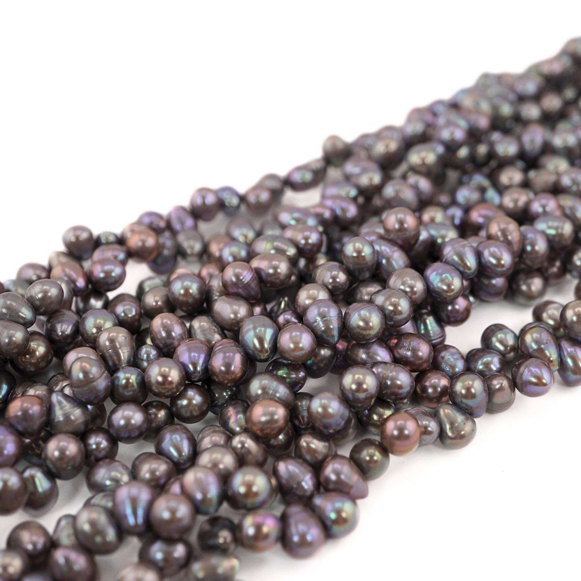 7 x 6 MM Peacock Oval Freshwater Pearls Beads