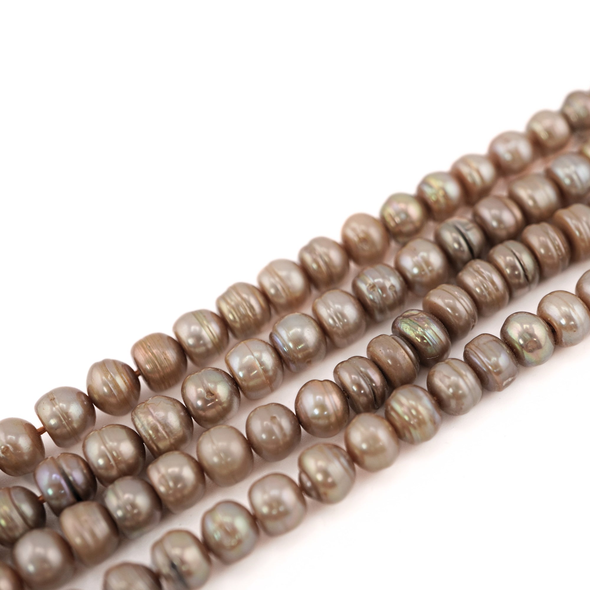 Golden Near Round Freshwater Pearls Beads