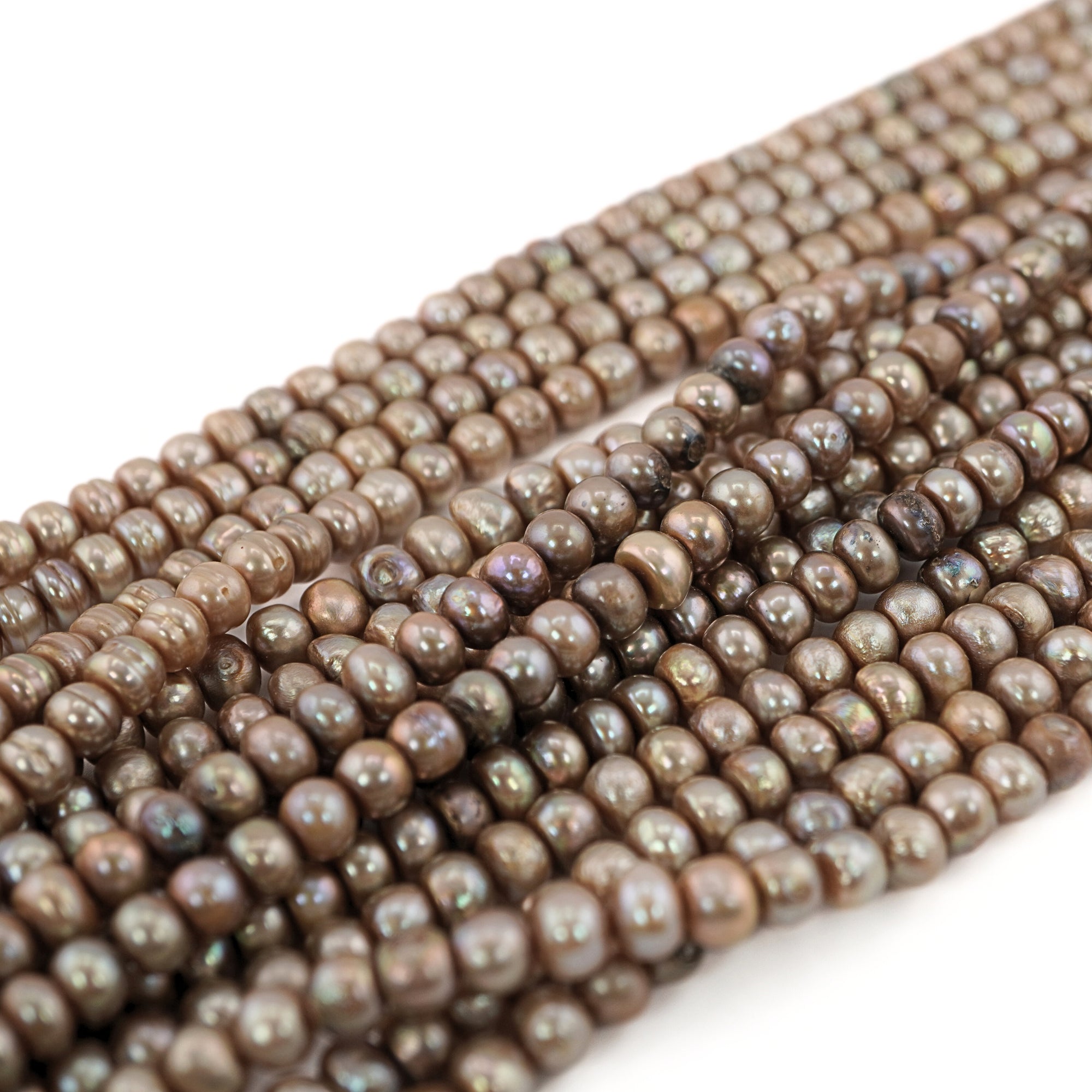 Golden Near Round Freshwater Pearls Beads