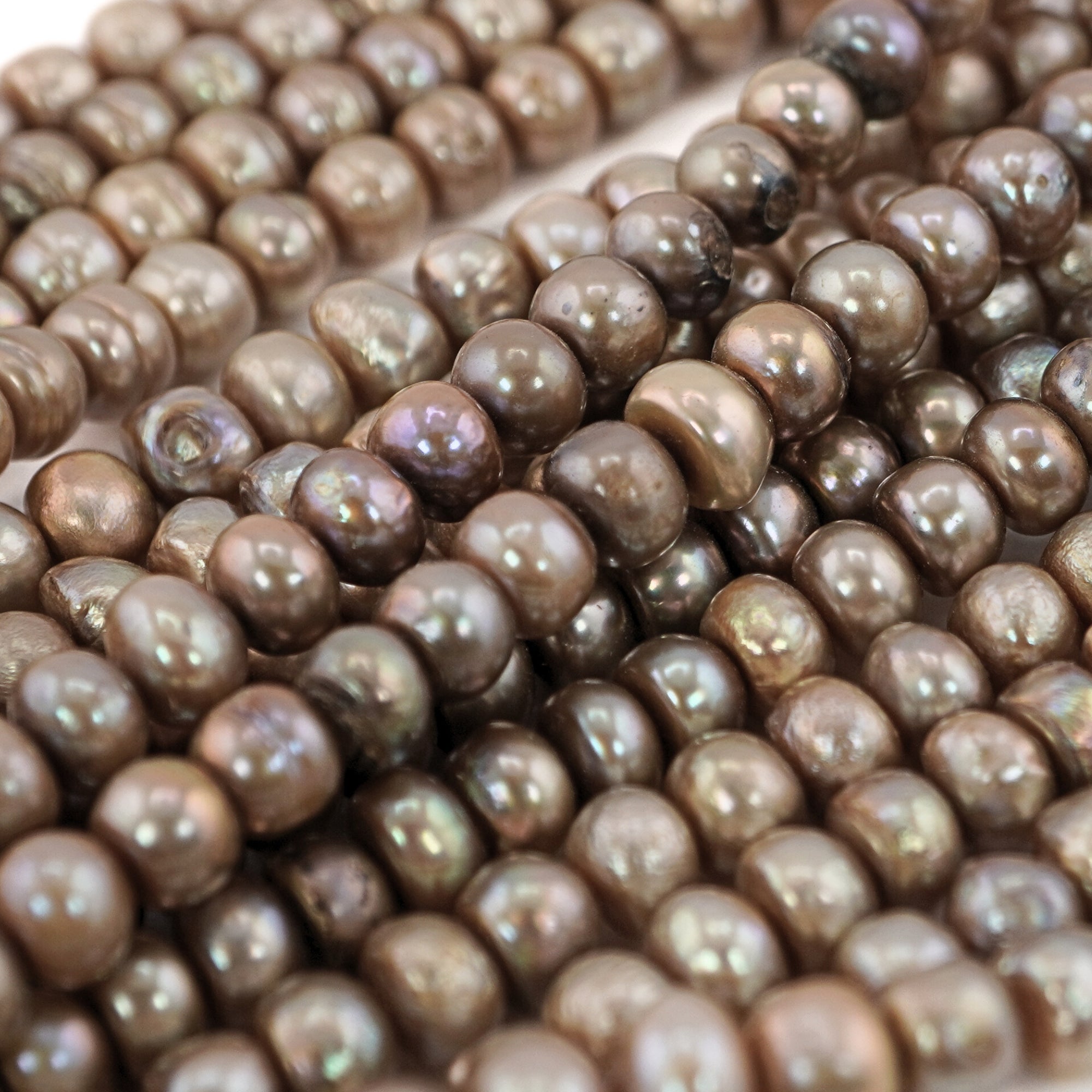 Golden Near Round Freshwater Pearls Beads