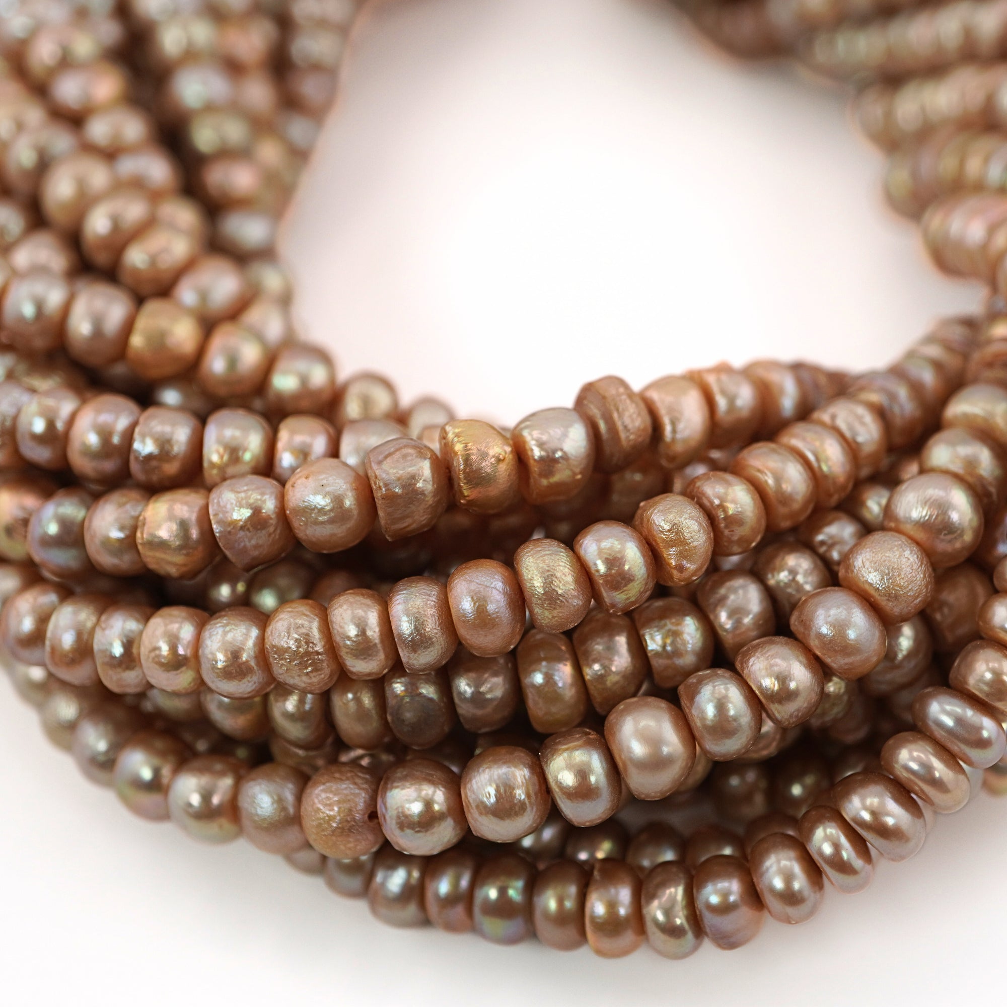 Golden Near Round Freshwater Pearls Beads