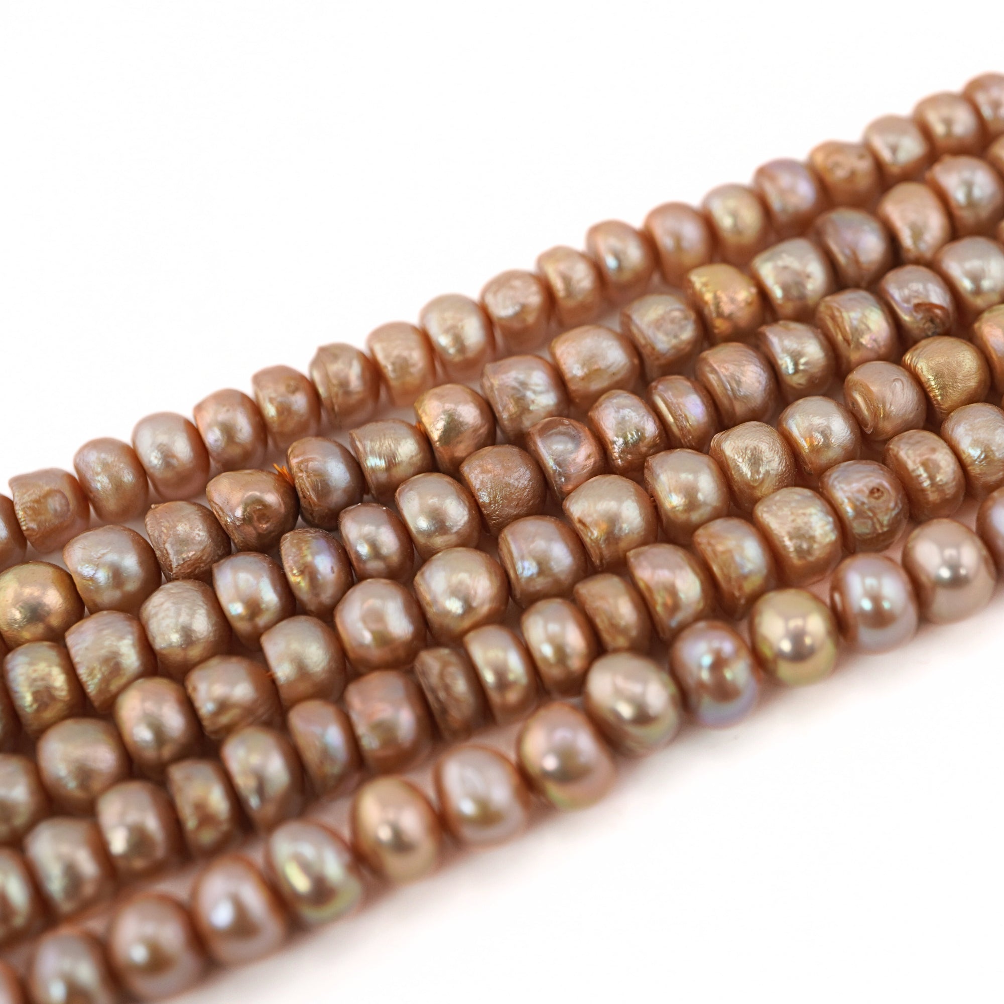 Golden Near Round Freshwater Pearls Beads