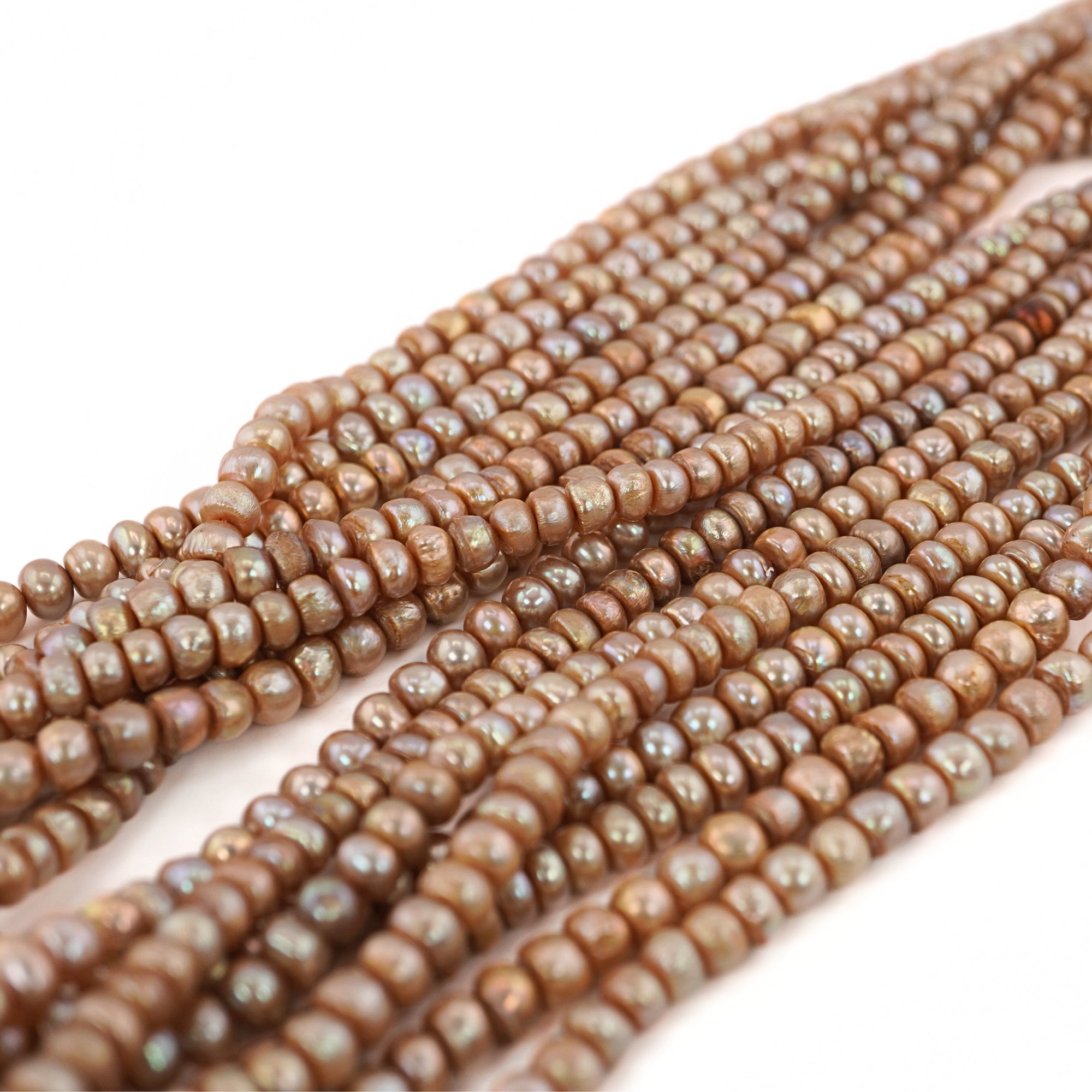 Golden Near Round Freshwater Pearls Beads