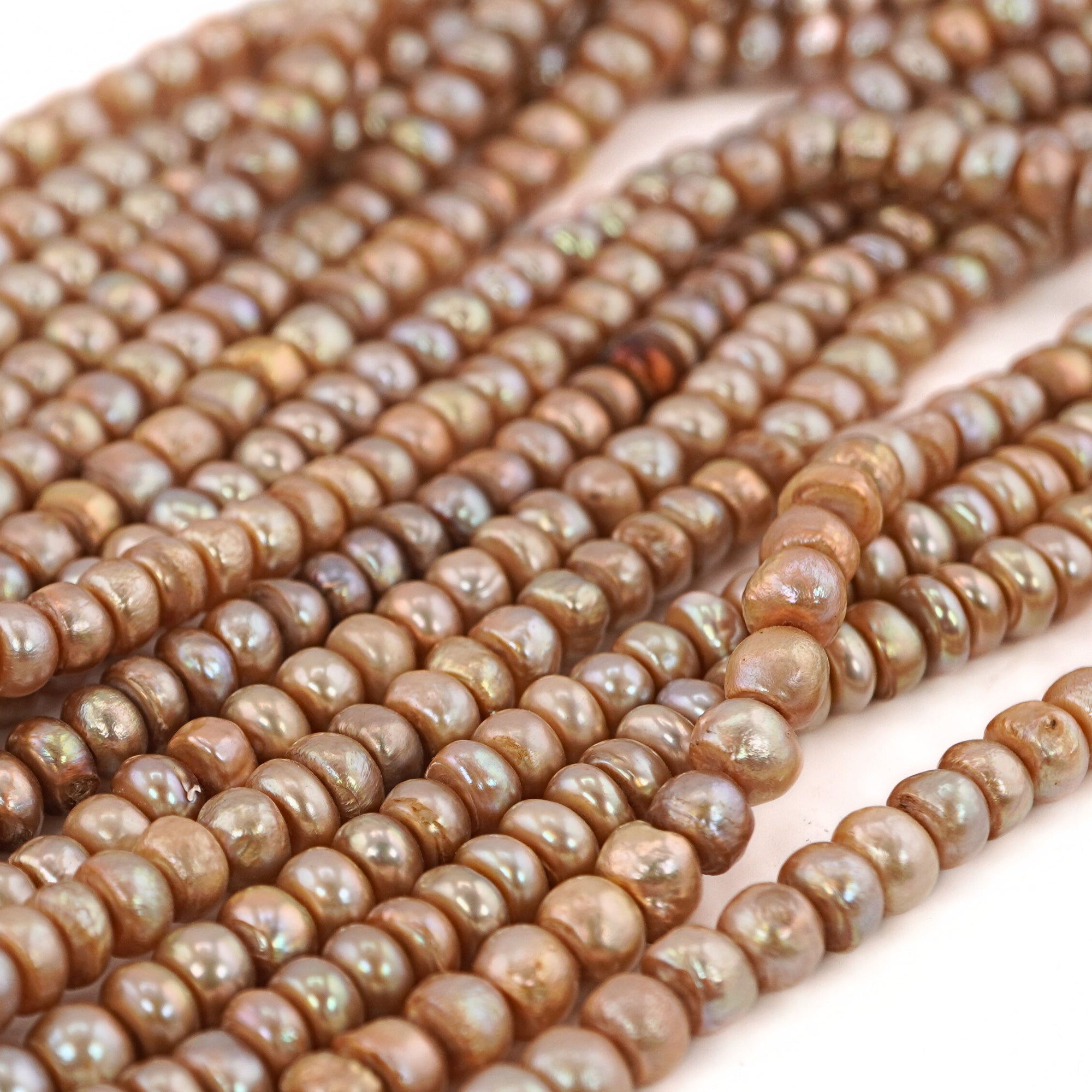 Golden Near Round Freshwater Pearls Beads