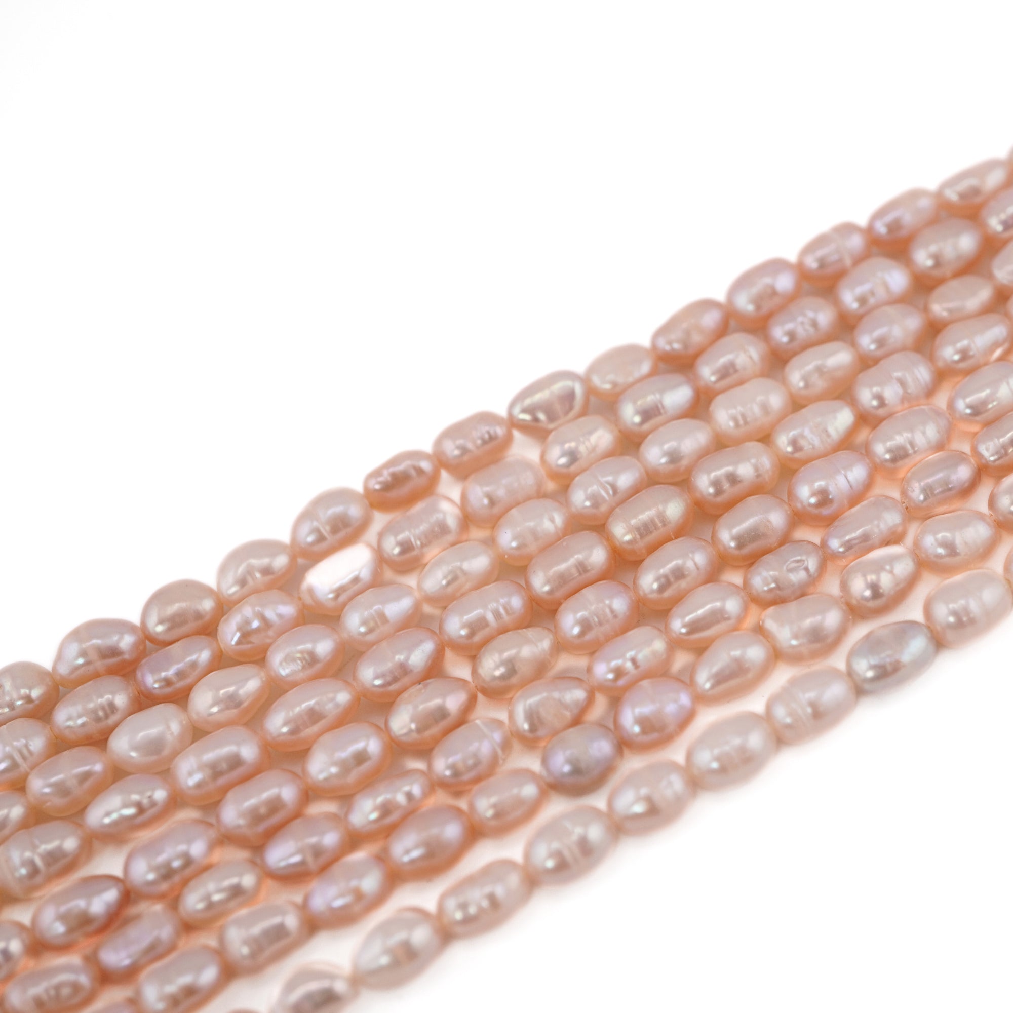 Peach Rice / Oval Freshwater Pearls Beads