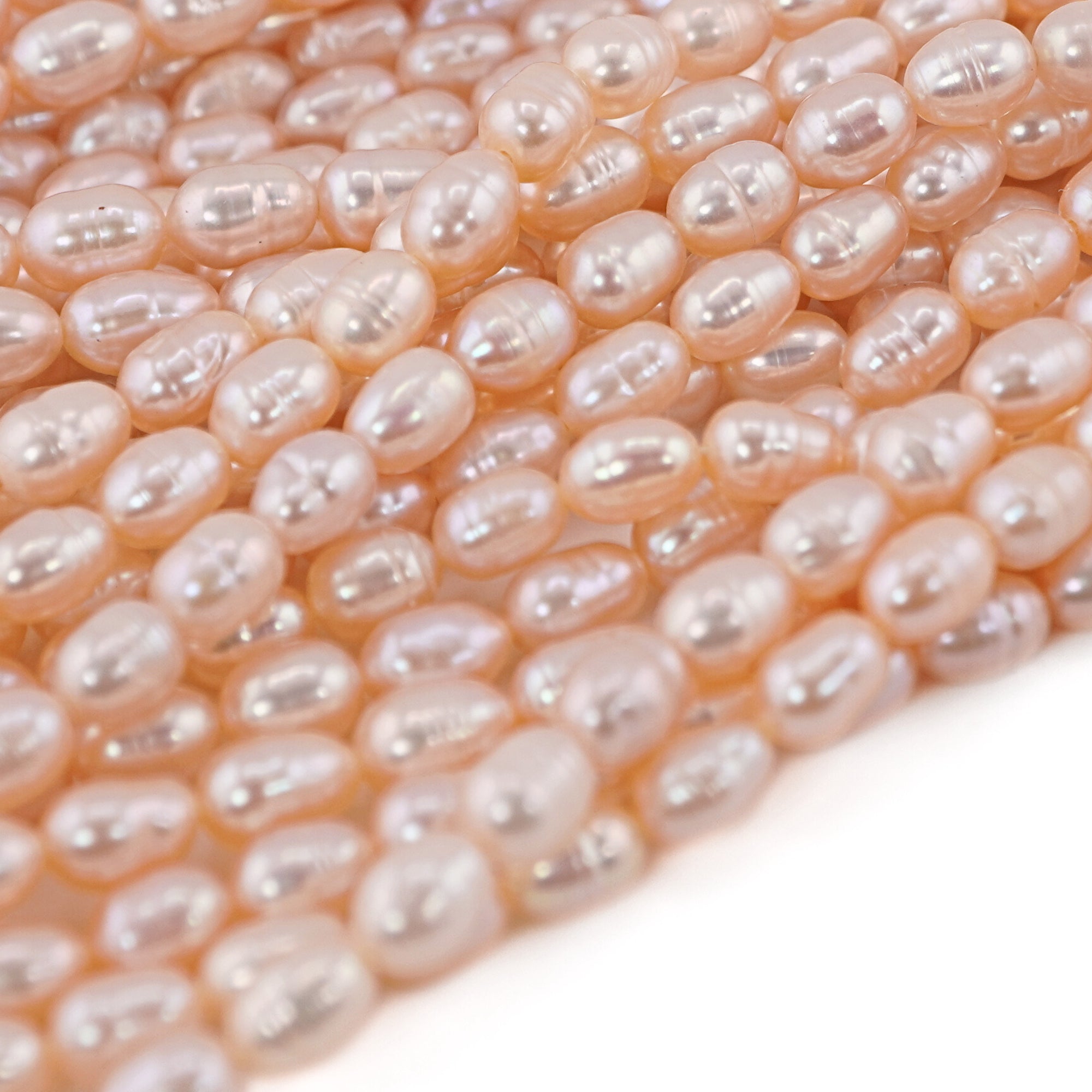 Peach Rice / Oval Freshwater Pearls Beads