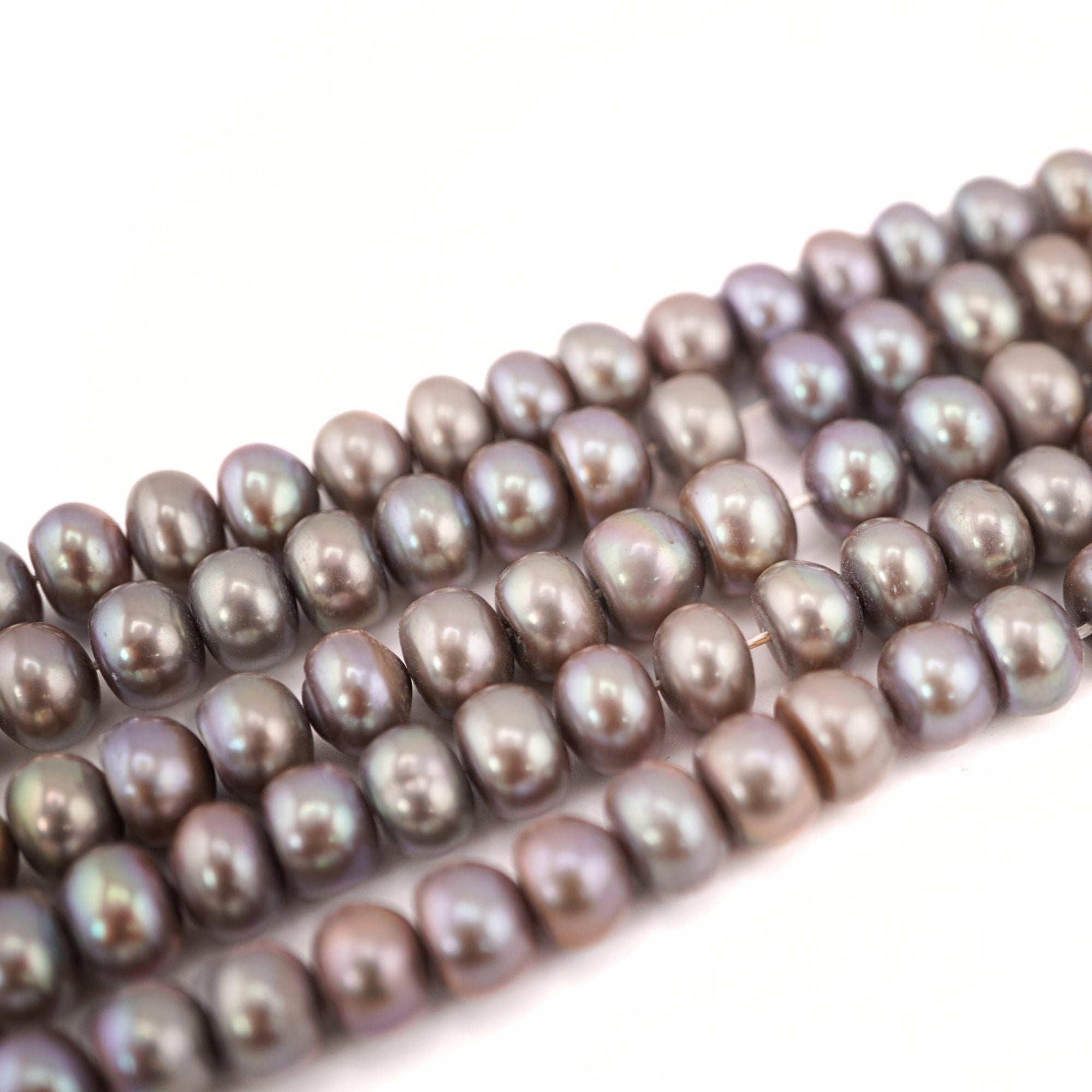 7 x 5 - 6 x 5 MM Gray Peacock Potato Freshwater Pearls Beads