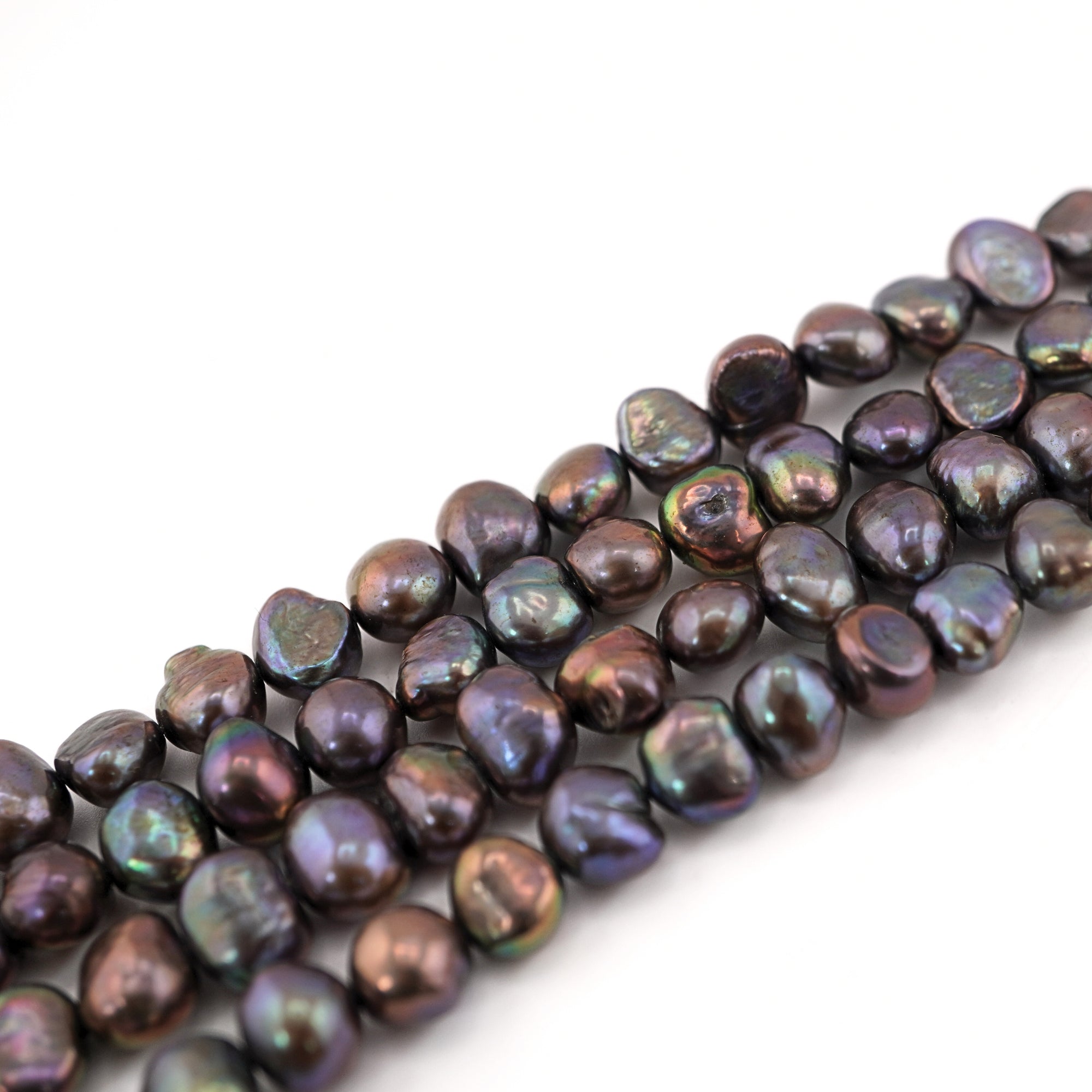 10 x 7 - 7 x 5 MM Peacock Baroque Freshwater Pearls Beads