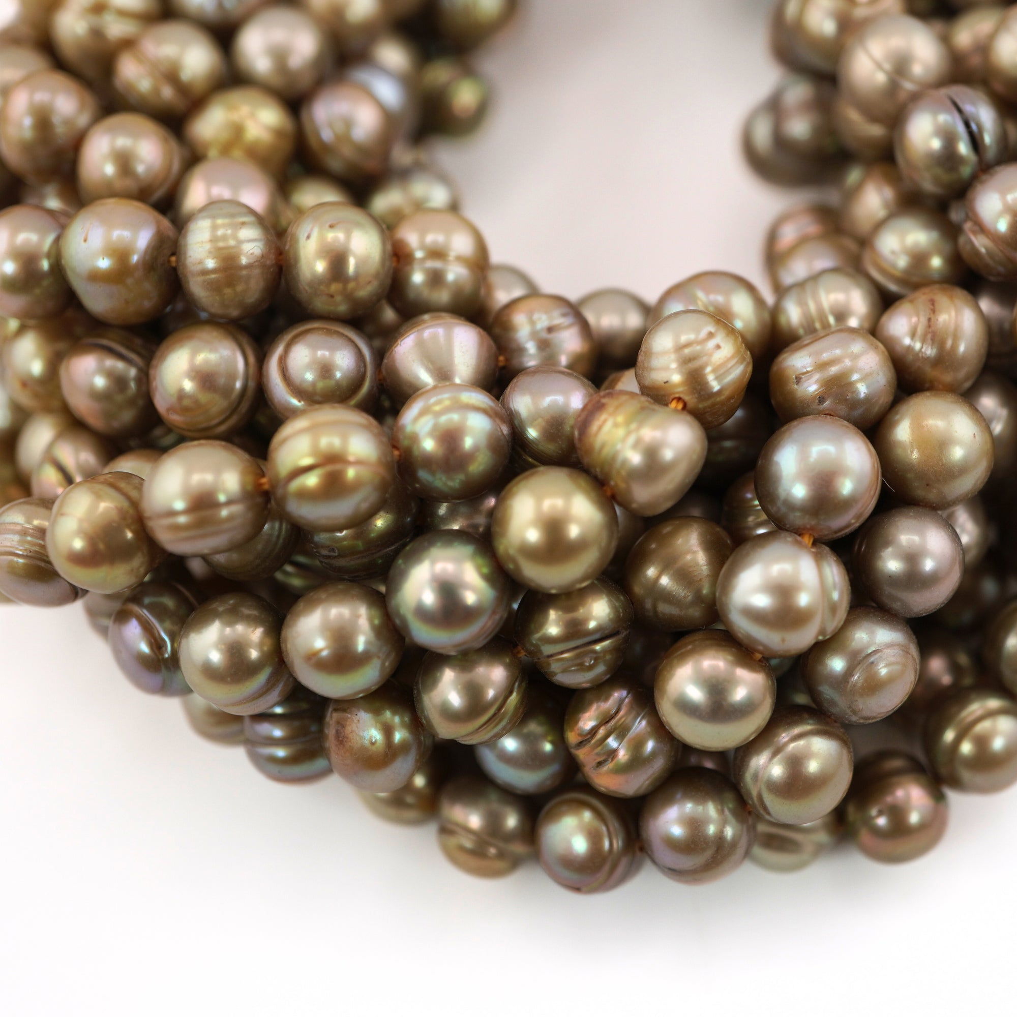 Pistachio Near Round Freshwater Pearls Beads