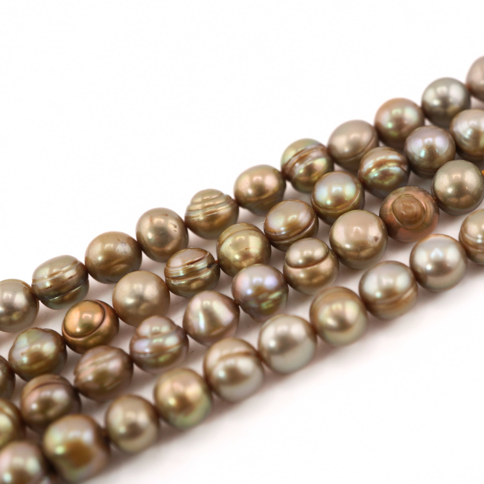 Pistachio Near Round Freshwater Pearls Beads