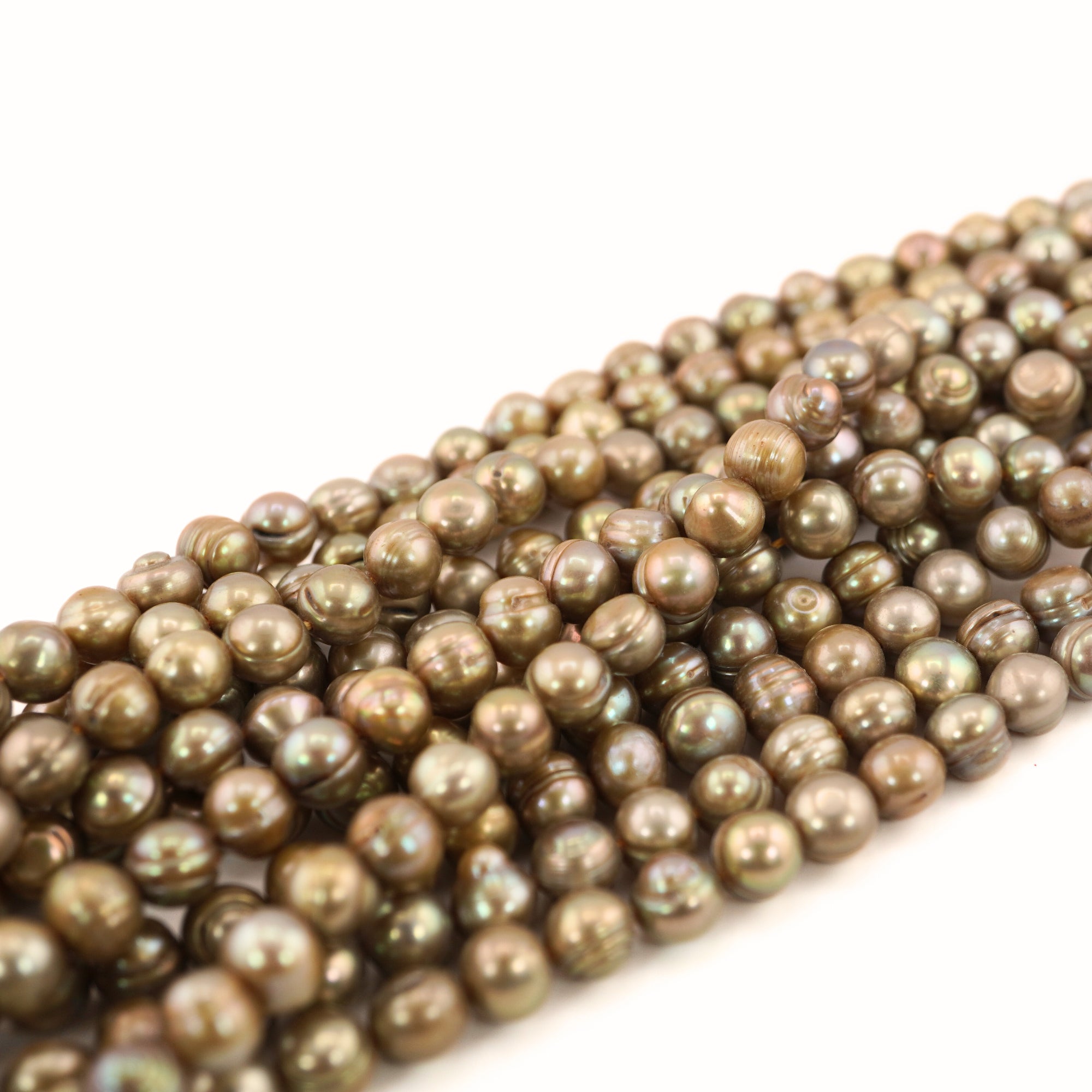 Pistachio Near Round Freshwater Pearls Beads