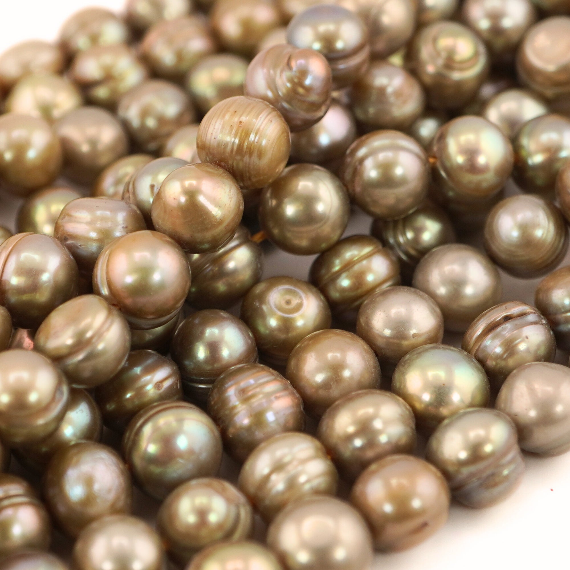 Pistachio Near Round Freshwater Pearls Beads