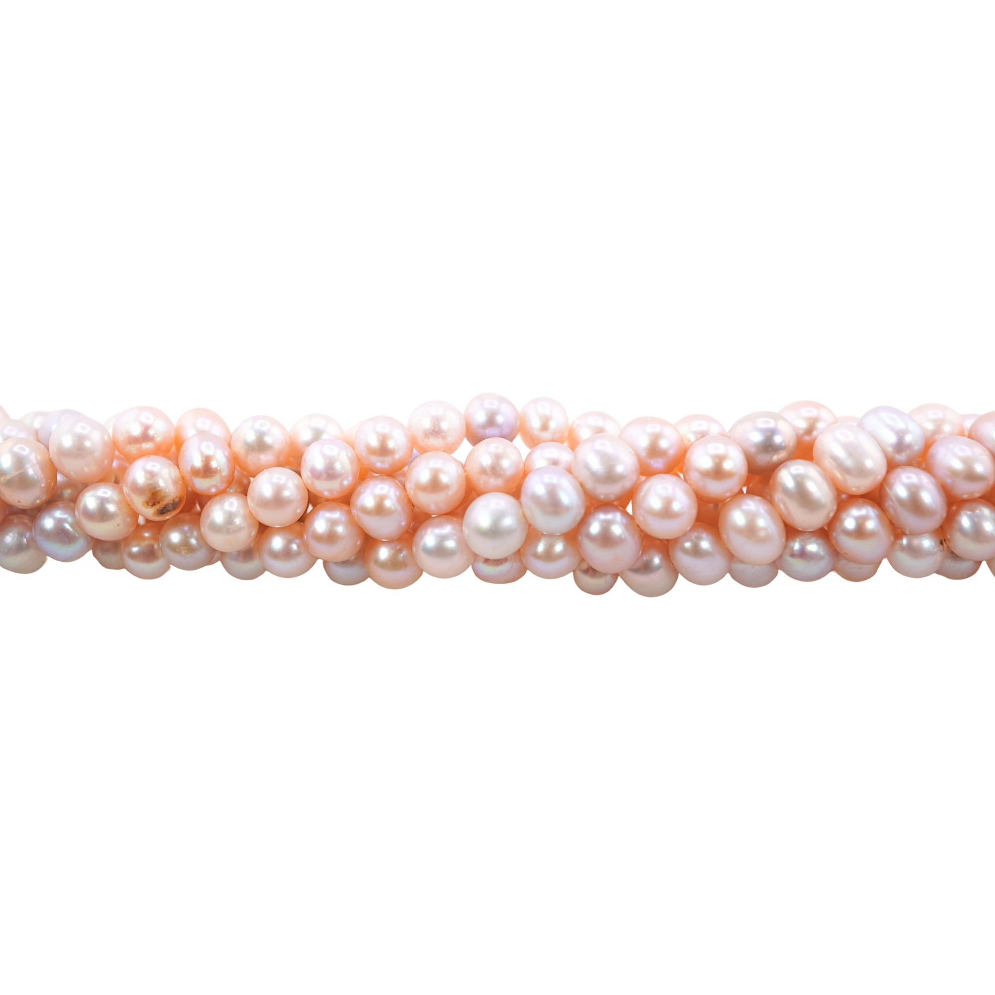 Peach Near Round Freshwater Pearls Beads