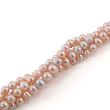 6 x 5 MM Peach Near Round Freshwater Pearls Beads