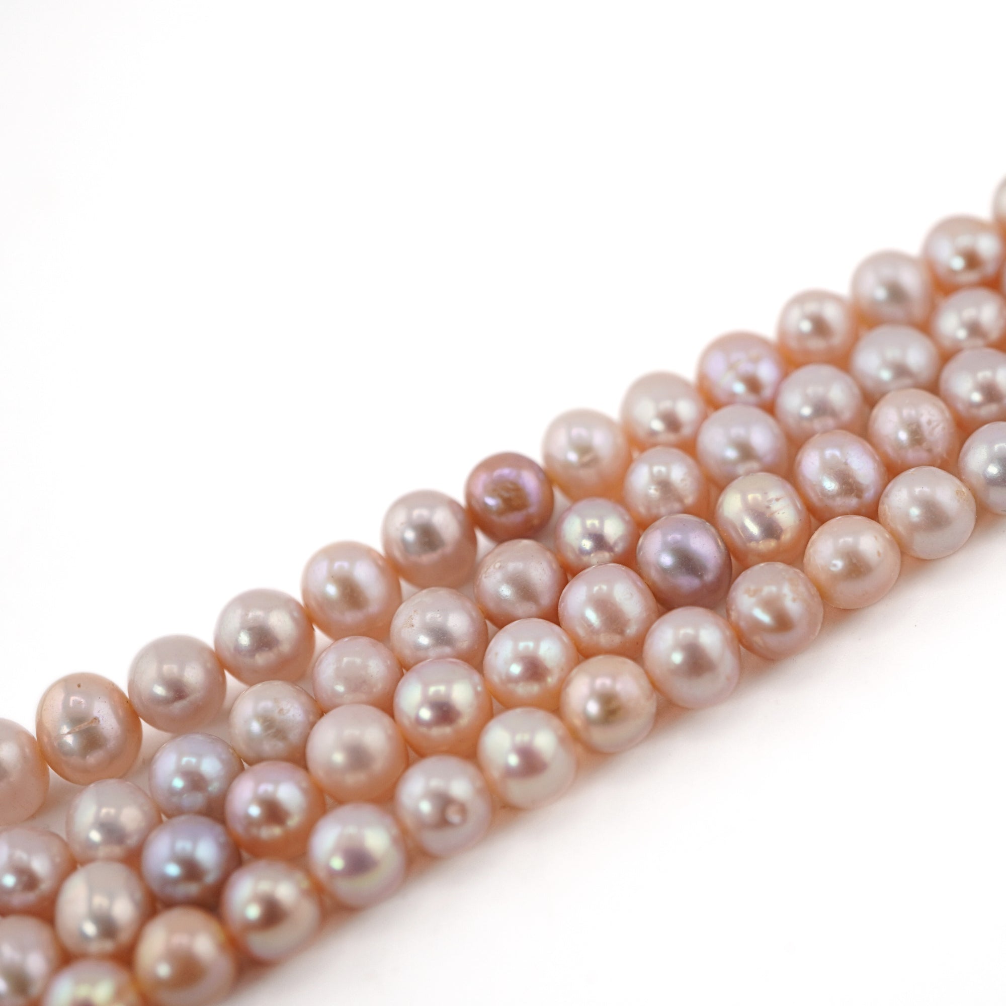 Peach Near Round Freshwater Pearls Beads