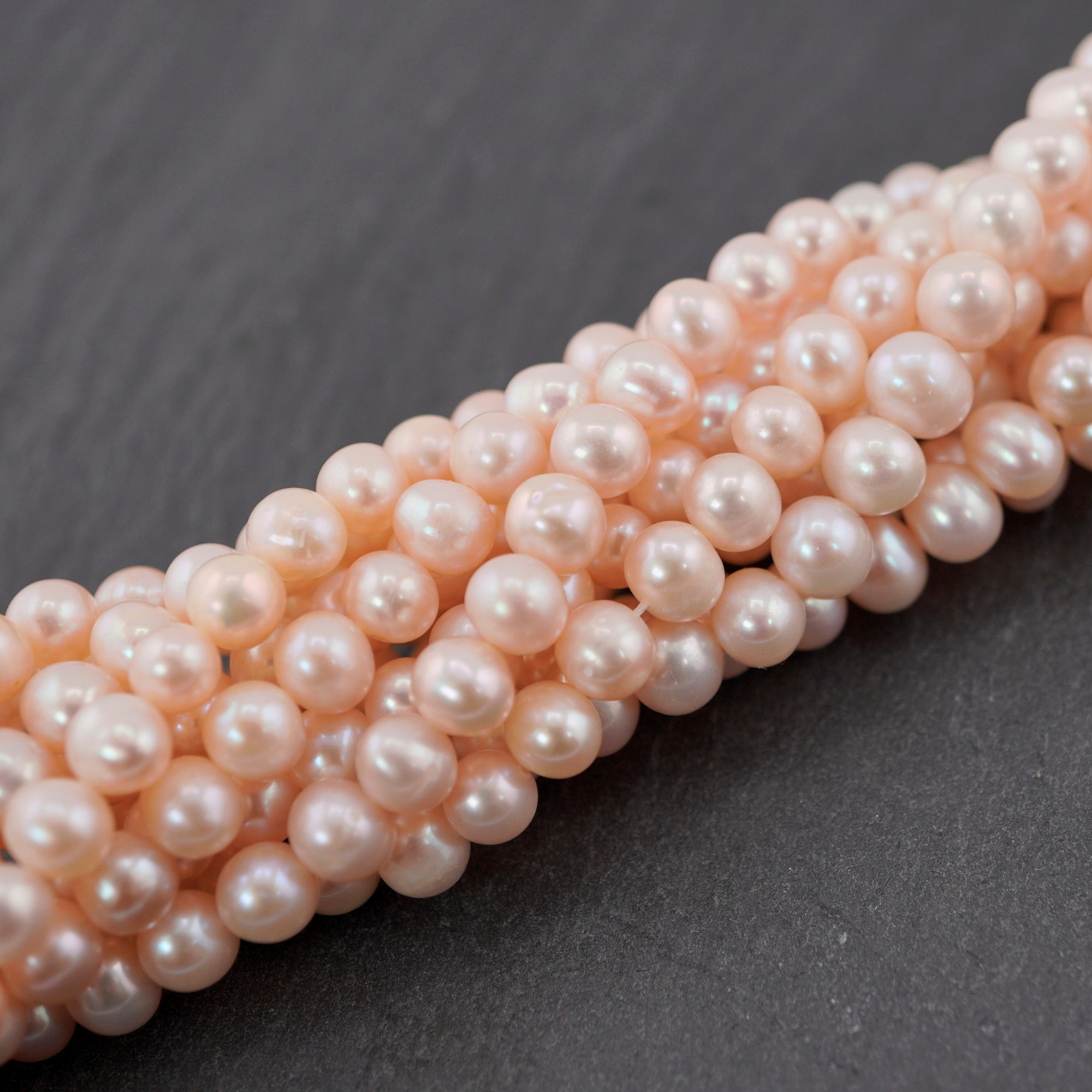 Peach Oval Freshwater Pearls Beads