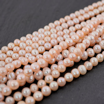 6 MM Peach Oval Freshwater Pearls Beads