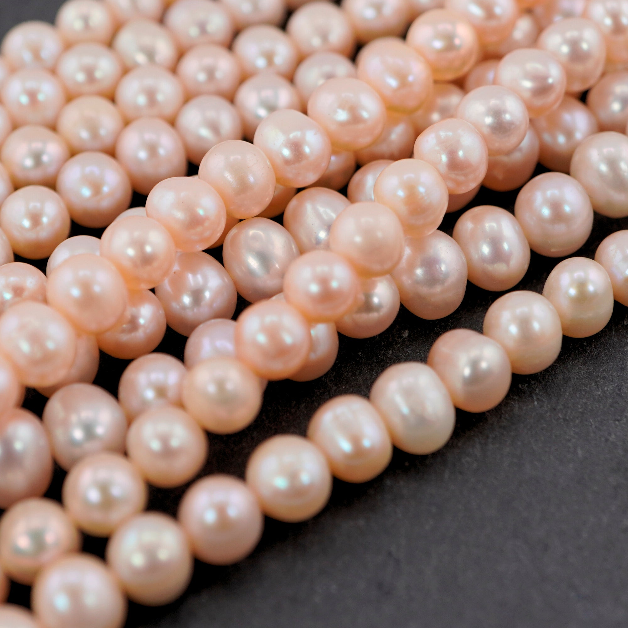 Peach Oval Freshwater Pearls Beads