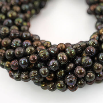 6 - 4 MM Peacock Oval Freshwater Pearls Beads