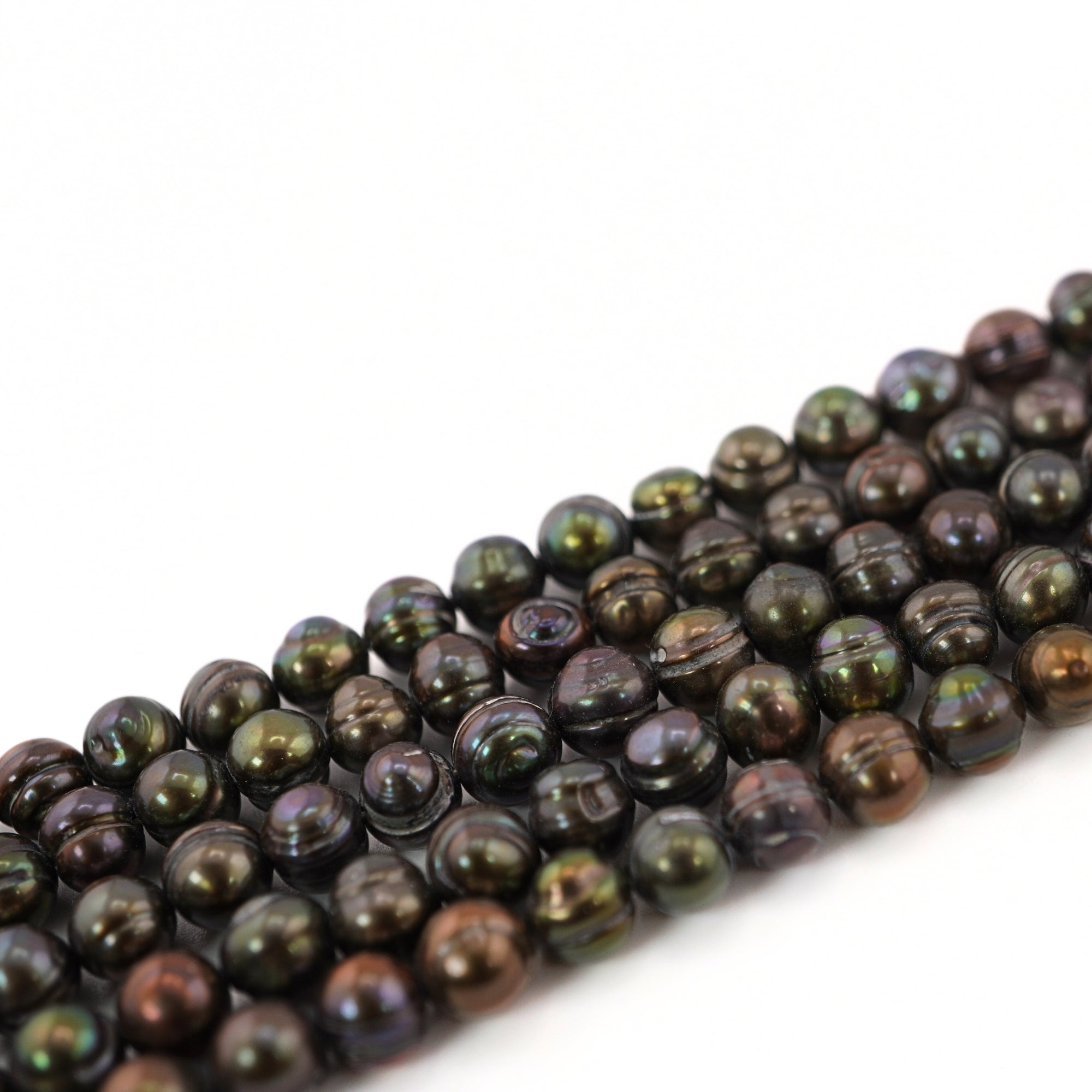 6 - 4 MM Peacock Oval Freshwater Pearls Beads