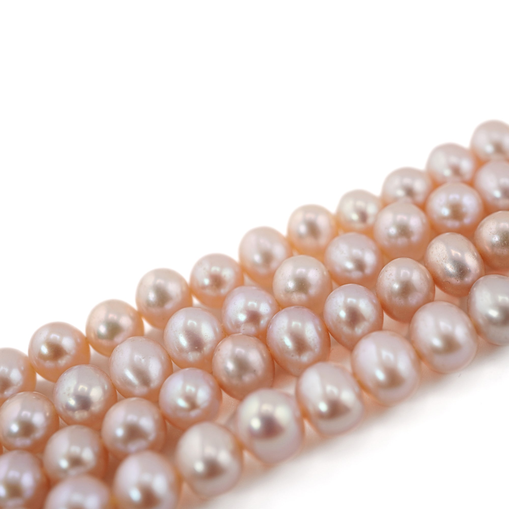 7 x 6 - 6 x 4 MM Peach Potato Freshwater Pearls Beads