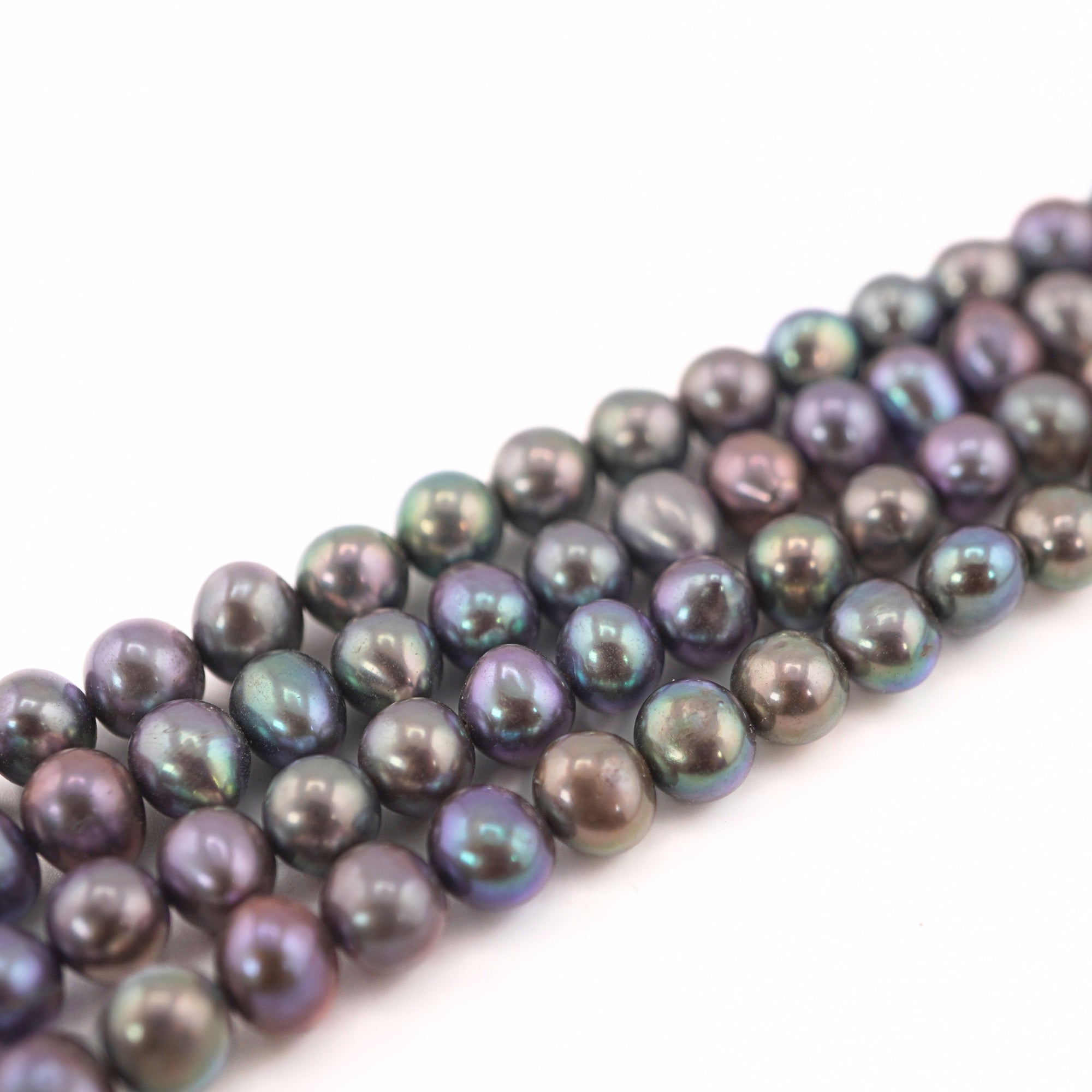 Peacock Near Round Freshwater Pearls Beads