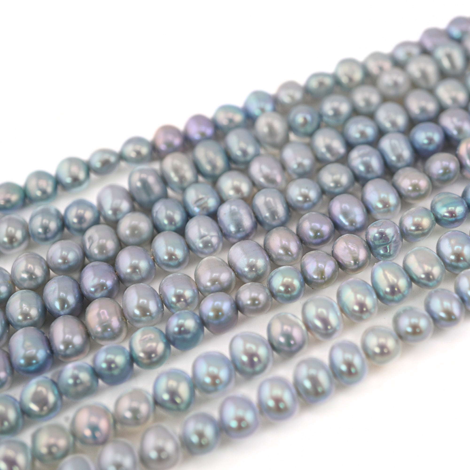 6 x 5 - 5 x 4 MM Sky Blue Potato Freshwater Pearls Beads