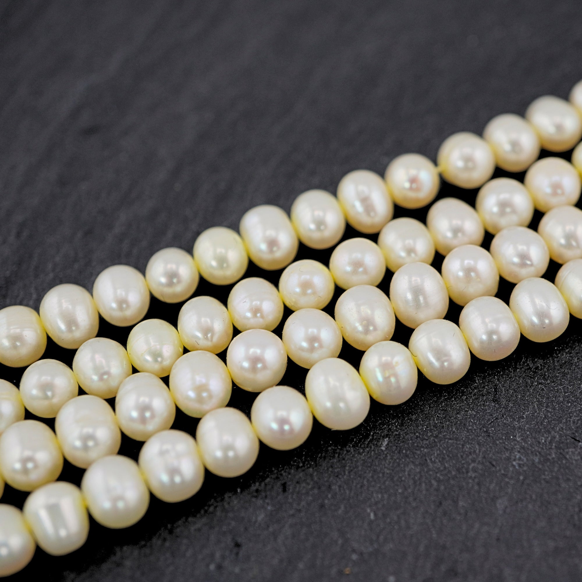 7 x 6 MM Champagne Potato Freshwater Pearls Beads