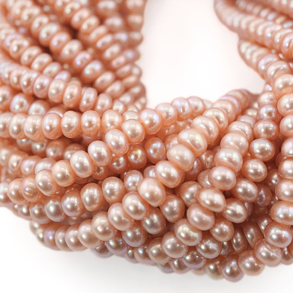 Peach Near Round Freshwater Pearls Beads