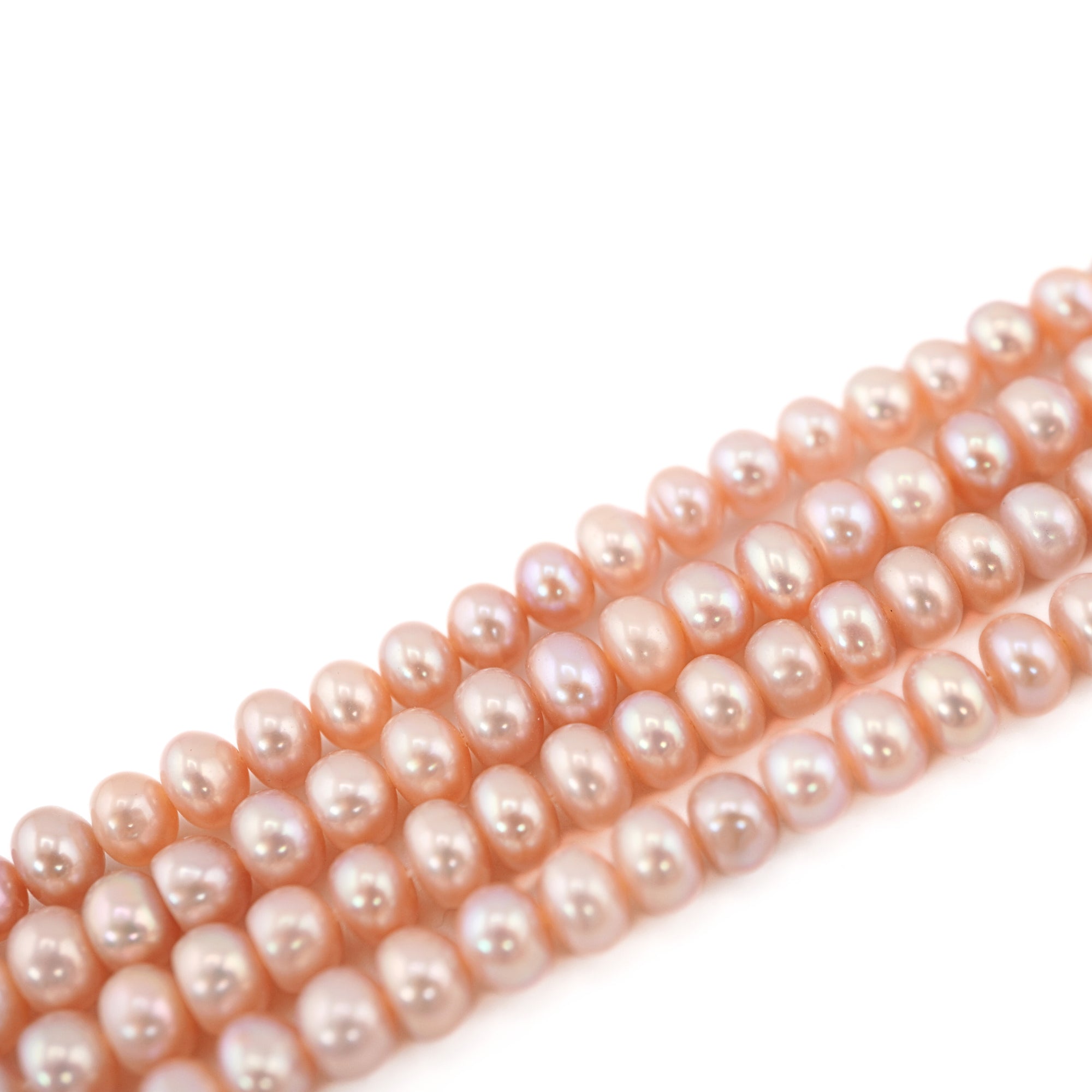 Peach Near Round Freshwater Pearls Beads