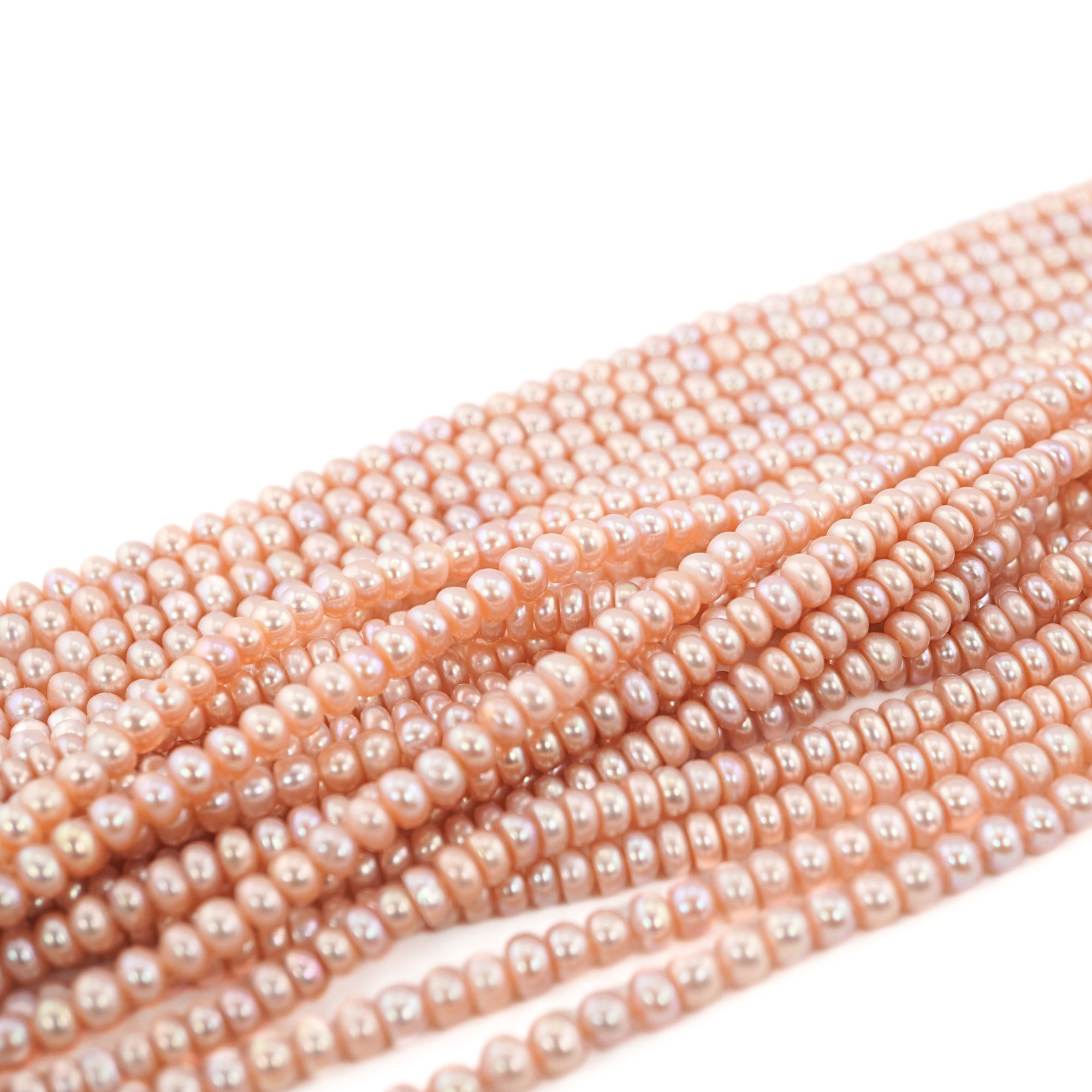 Peach Near Round Freshwater Pearls Beads