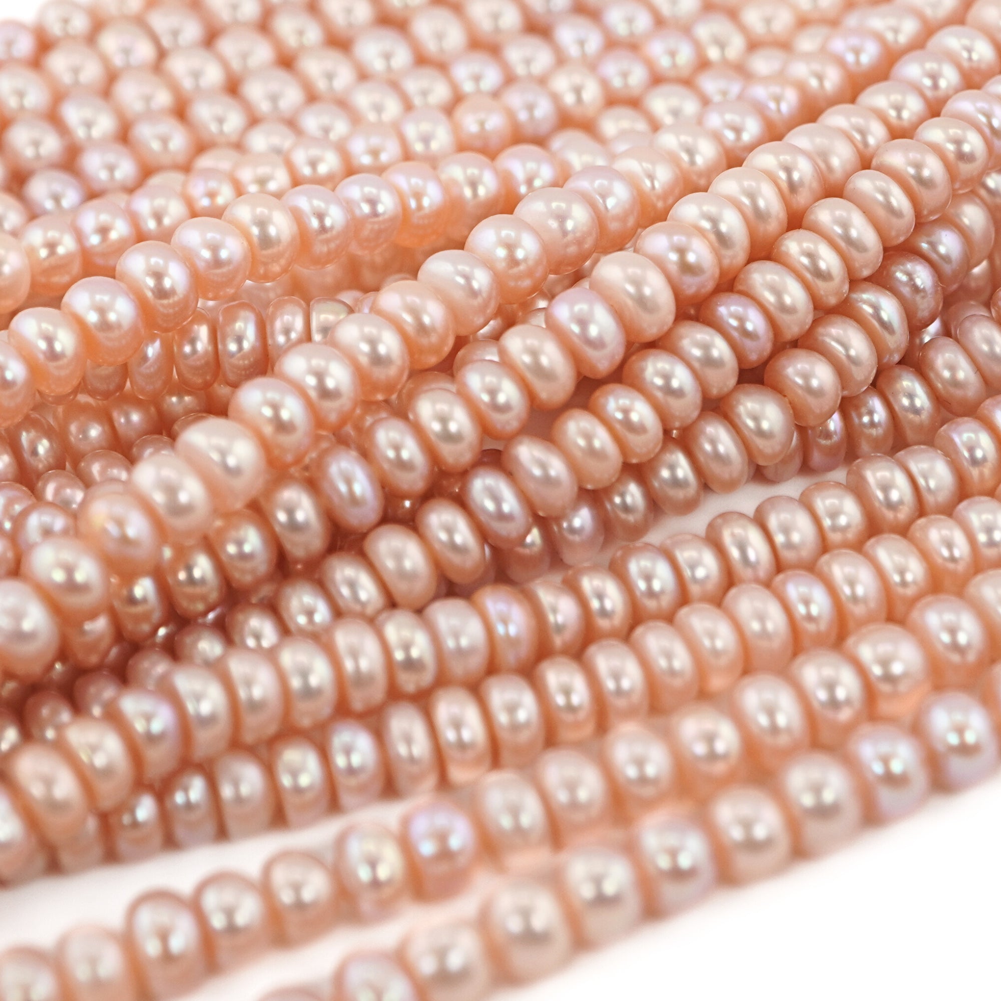 Peach Near Round Freshwater Pearls Beads