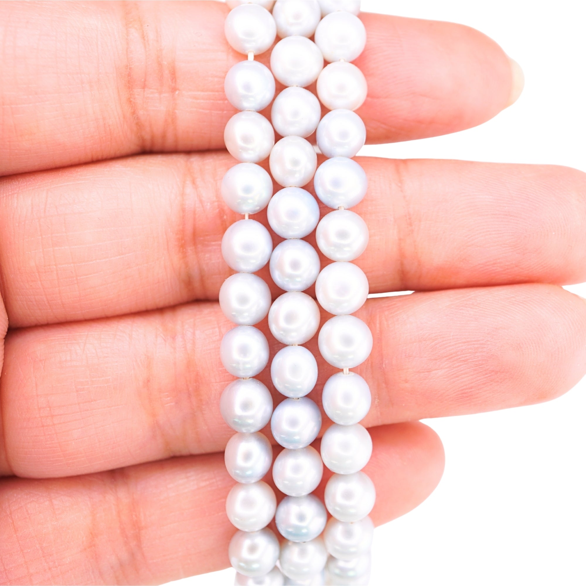 Sky Blue Near Round Freshwater Pearls Beads
