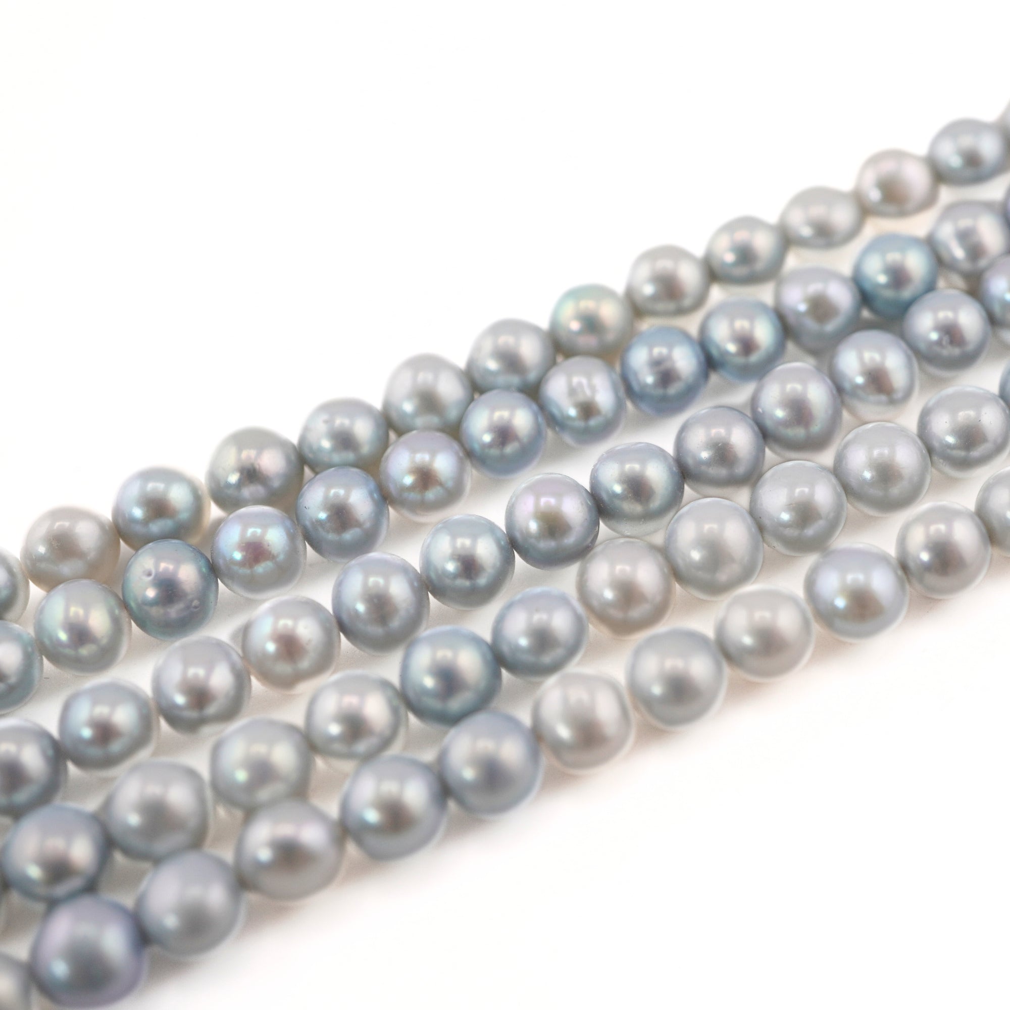 Sky Blue Near Round Freshwater Pearls Beads