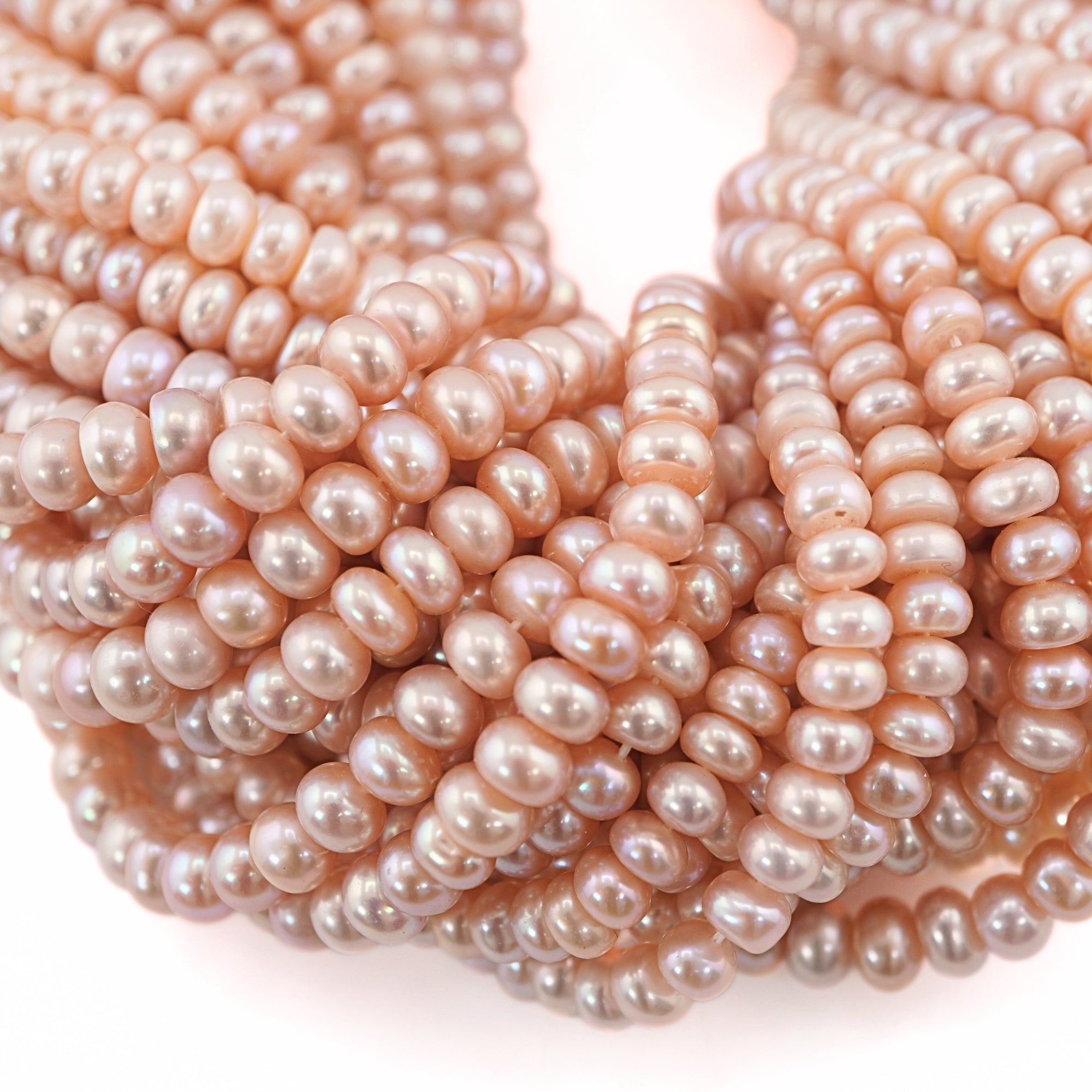 Peach Near Round Freshwater Pearls Beads