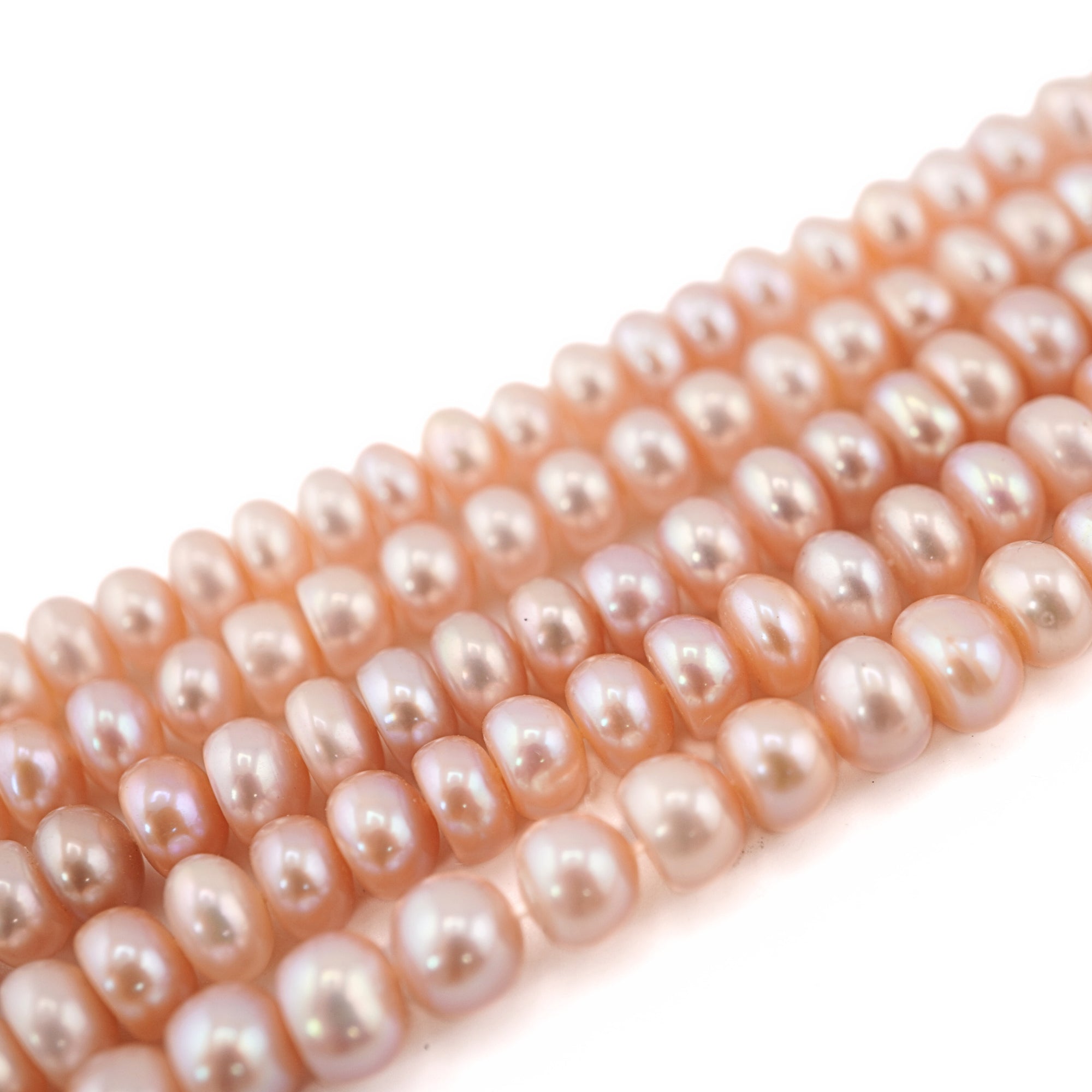 Peach Near Round Freshwater Pearls Beads