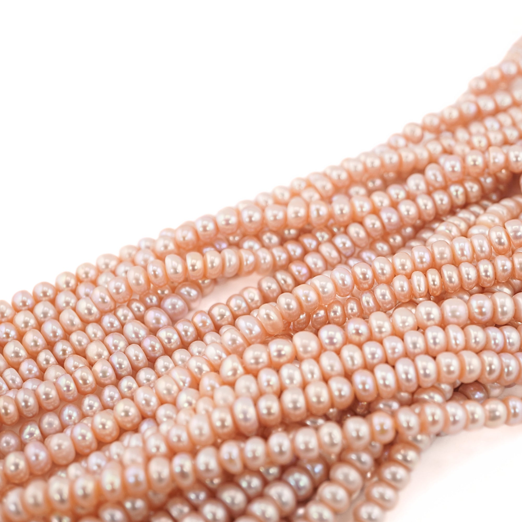 Peach Near Round Freshwater Pearls Beads