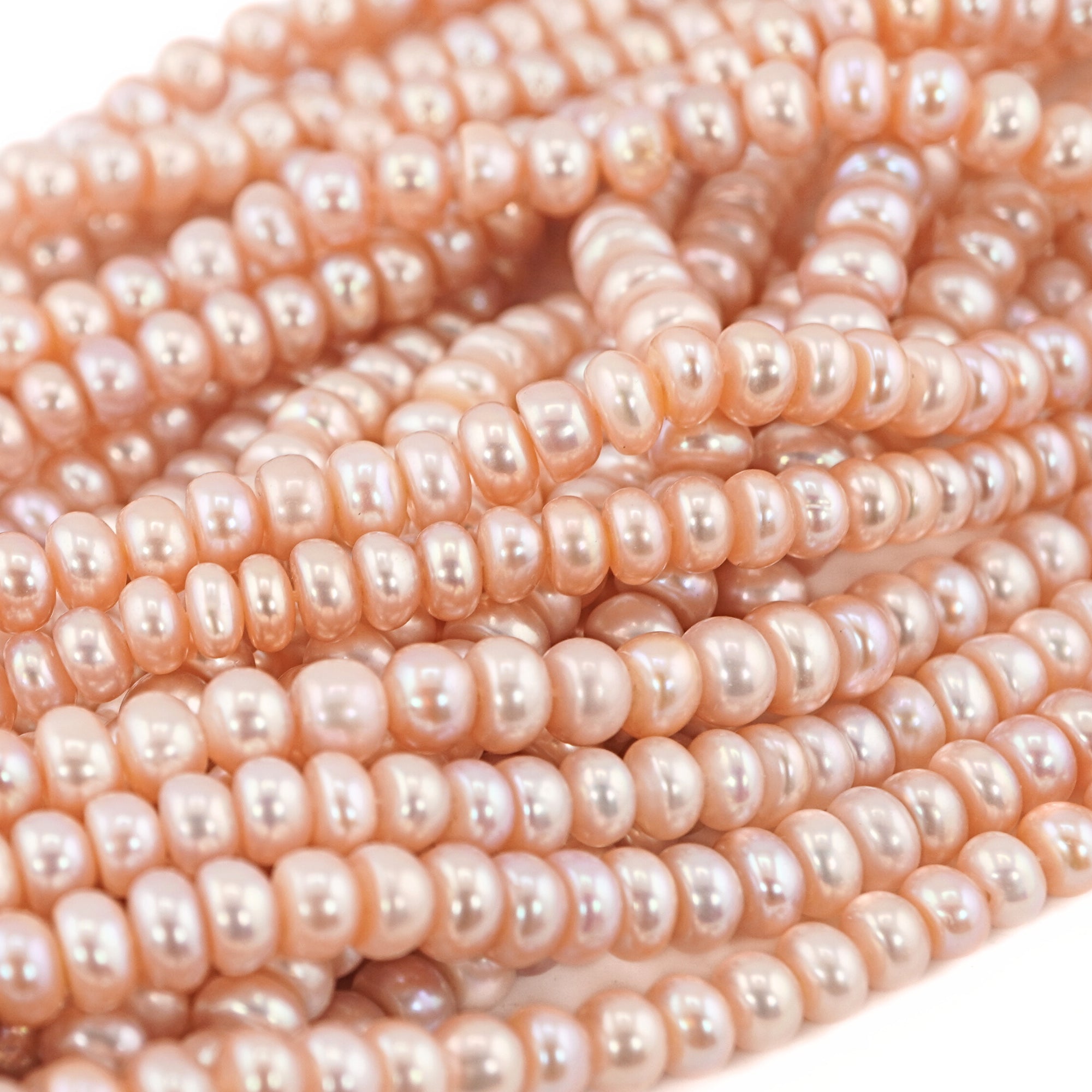 Peach Near Round Freshwater Pearls Beads