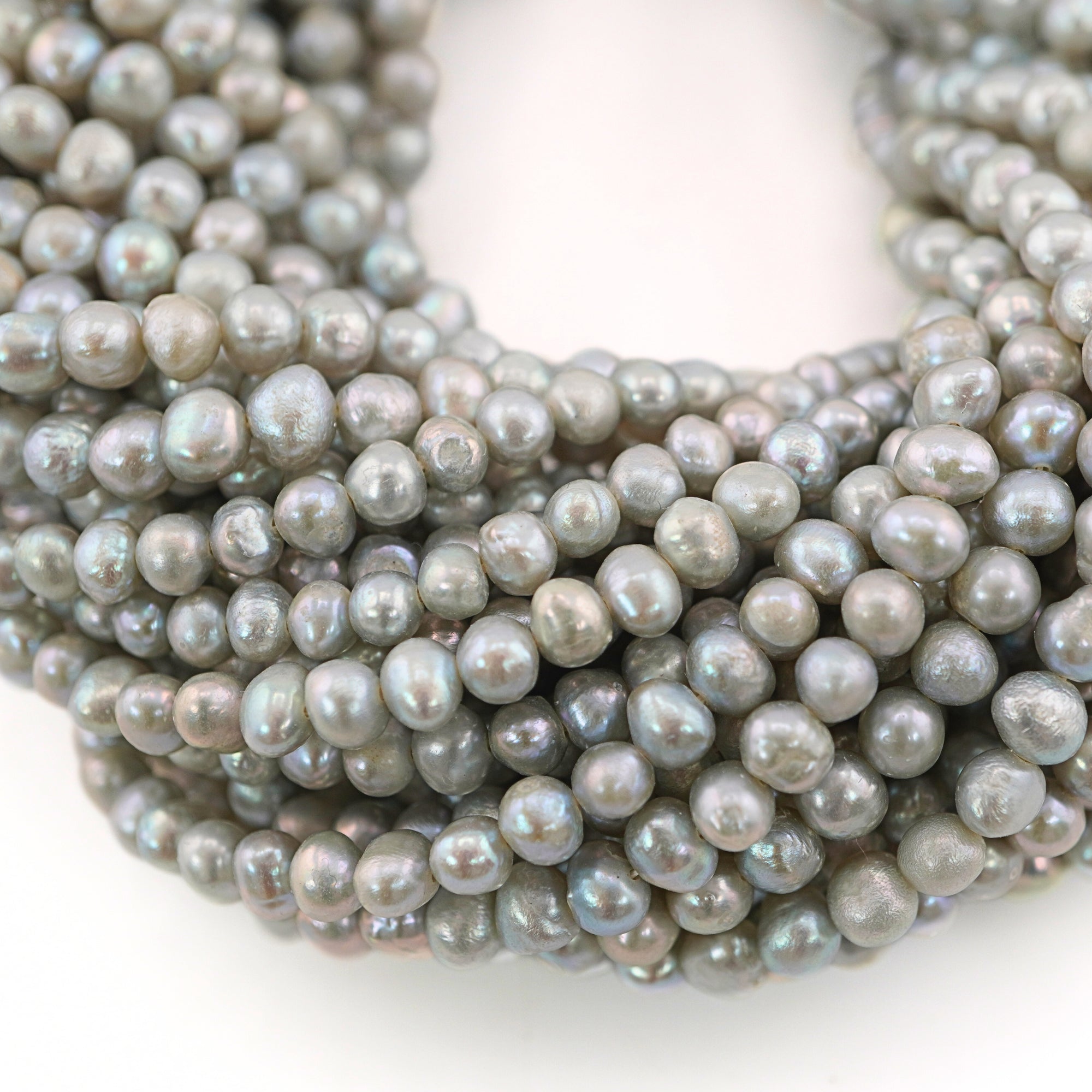 Gray Near Round Freshwater Pearls Beads