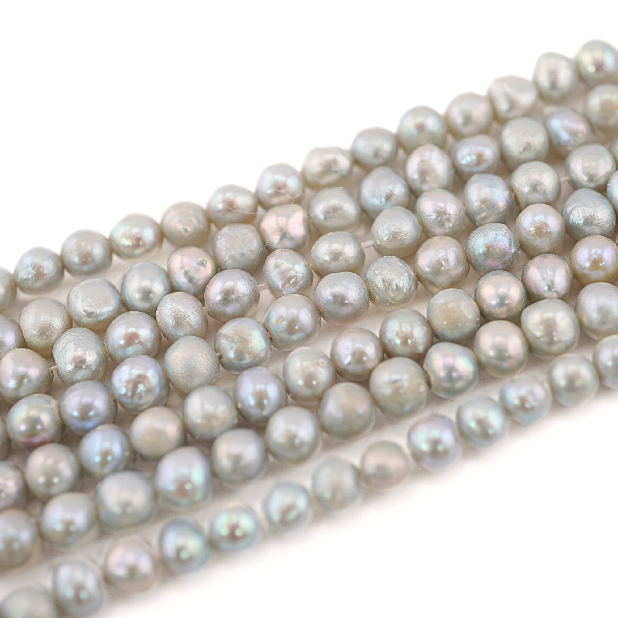 Gray Near Round Freshwater Pearls Beads