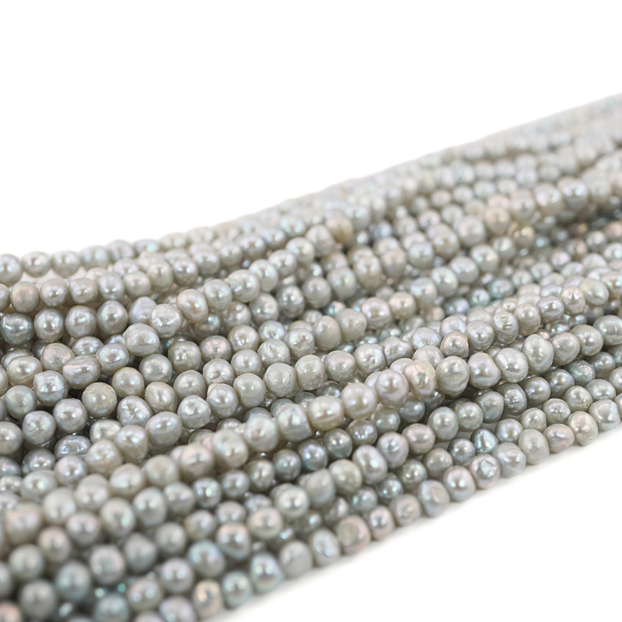 Gray Near Round Freshwater Pearls Beads