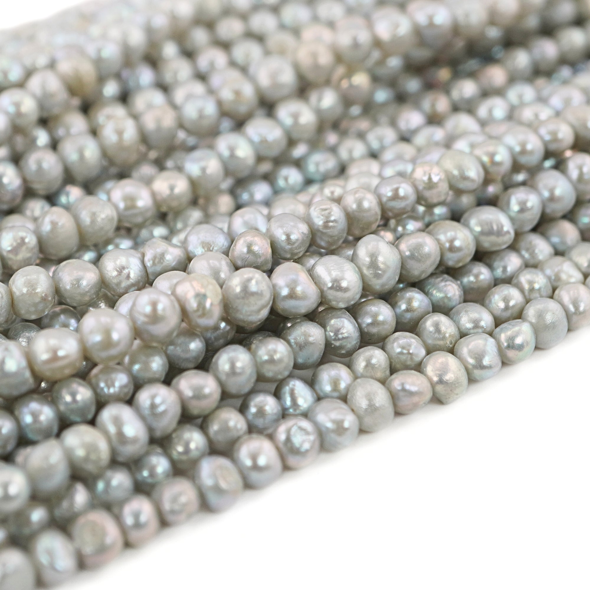 Gray Near Round Freshwater Pearls Beads